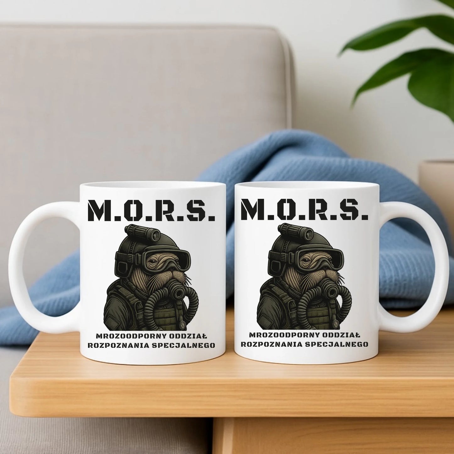 Zestaw poduszka i kubek - prezent dla morsa - M.O.R.S. Mrozoodporny Oddział Rozpoznania Specjalnego HM20 - StoryCups.pl