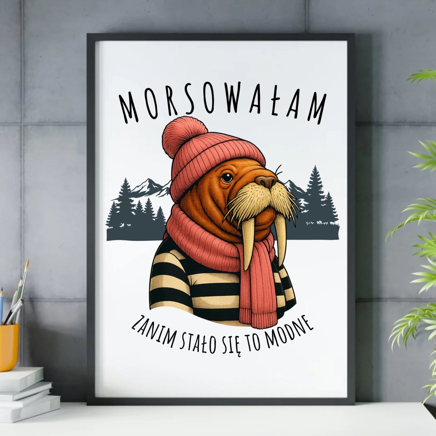 Plakat w ramie - prezent dla morsa - Morsowałam zanim stało się to modne - Mors HM21 - StoryCups.pl