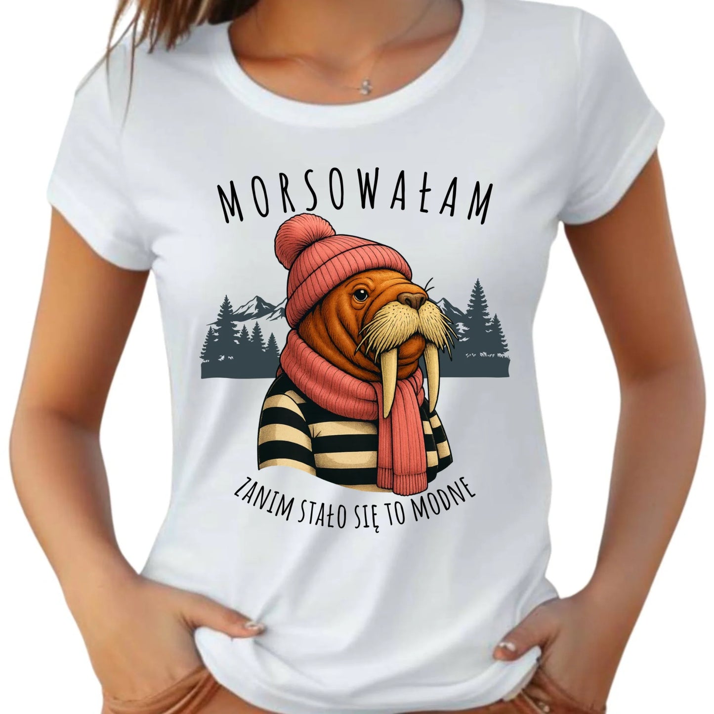 Koszulka damska - prezent dla morsa - Morsowałam zanim stało się to modne - Mors HM21 - StoryCups.pl