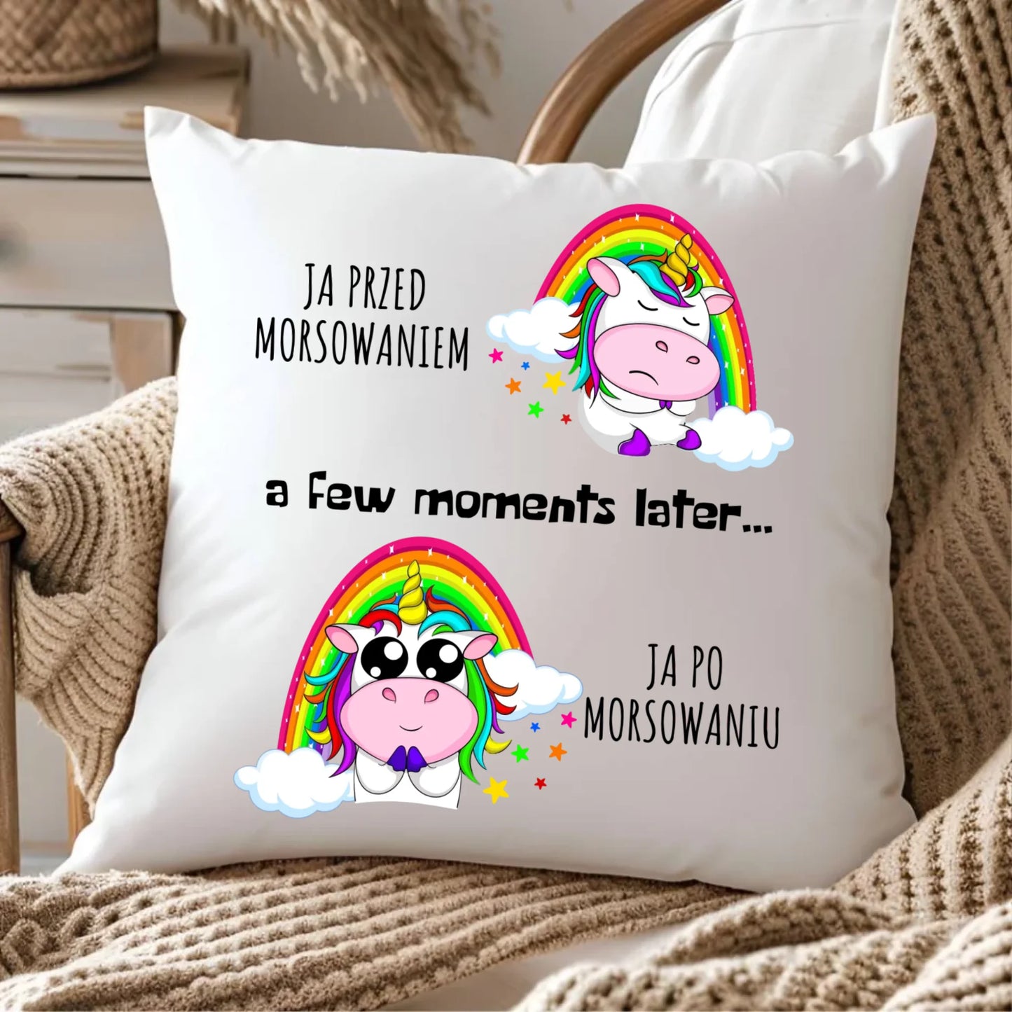 Poduszka - prezent dla morsa - Jednorożec - Ja po morsowaniu HM11 - StoryCups.pl