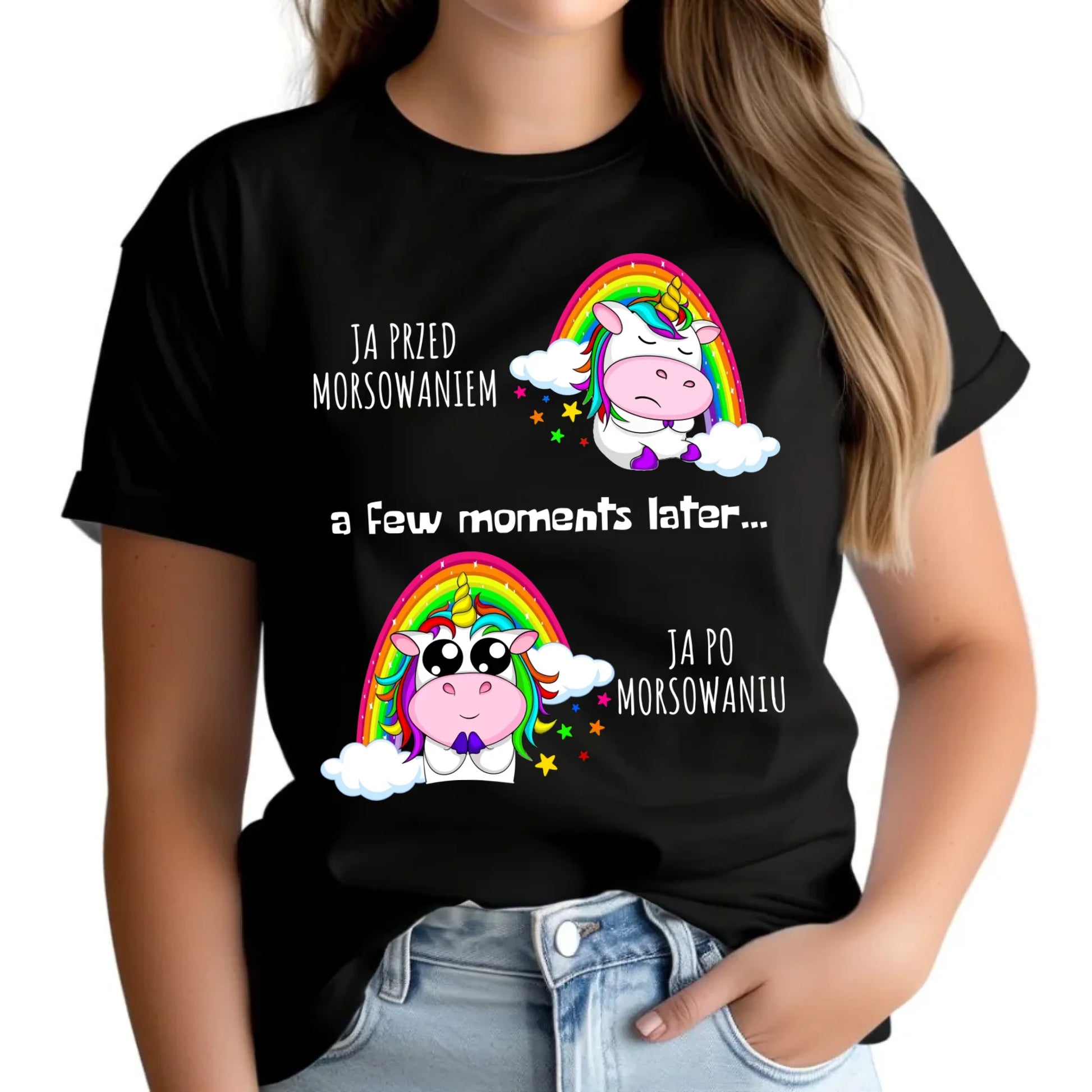 Koszulka damska - prezent dla morsa - Jednorożec - Ja po morsowaniu HM11 - StoryCups.pl