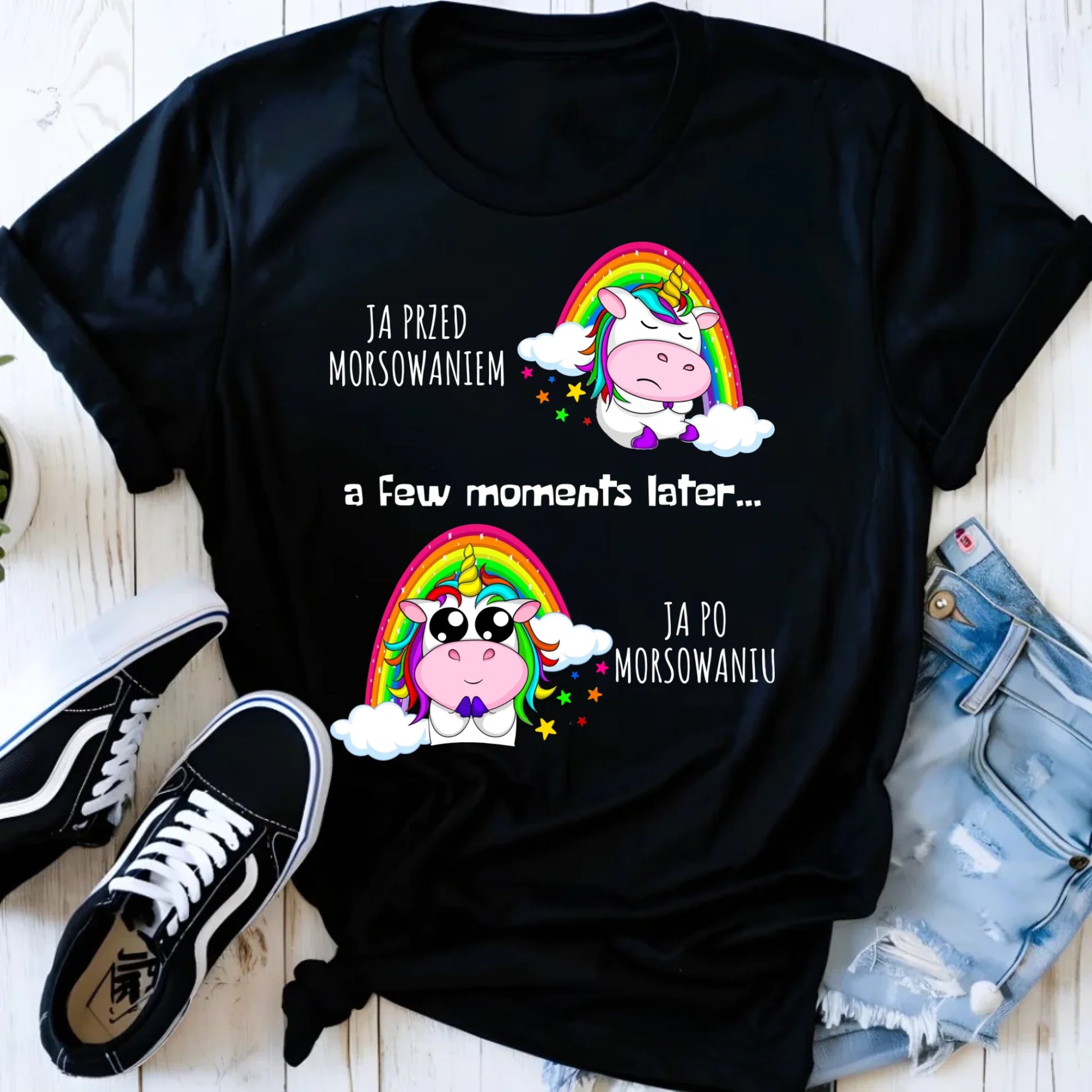 Koszulka damska - prezent dla morsa - Jednorożec - Ja po morsowaniu HM11 - StoryCups.pl