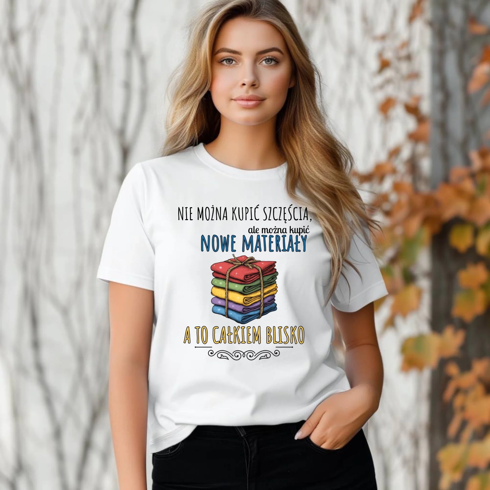 Koszulka damska szyciowa dla krawcowej - Nie można kupić szczęścia HS03 - StoryCups.pl