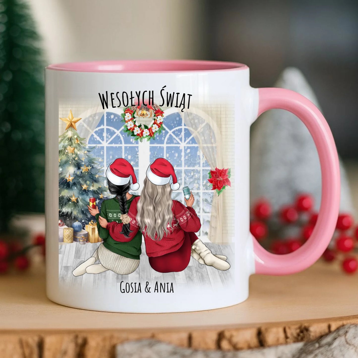 Kubek świąteczny - prezent dla przyjaciółki - 2-4 osób - personalizowany PR05 - StoryCups.pl