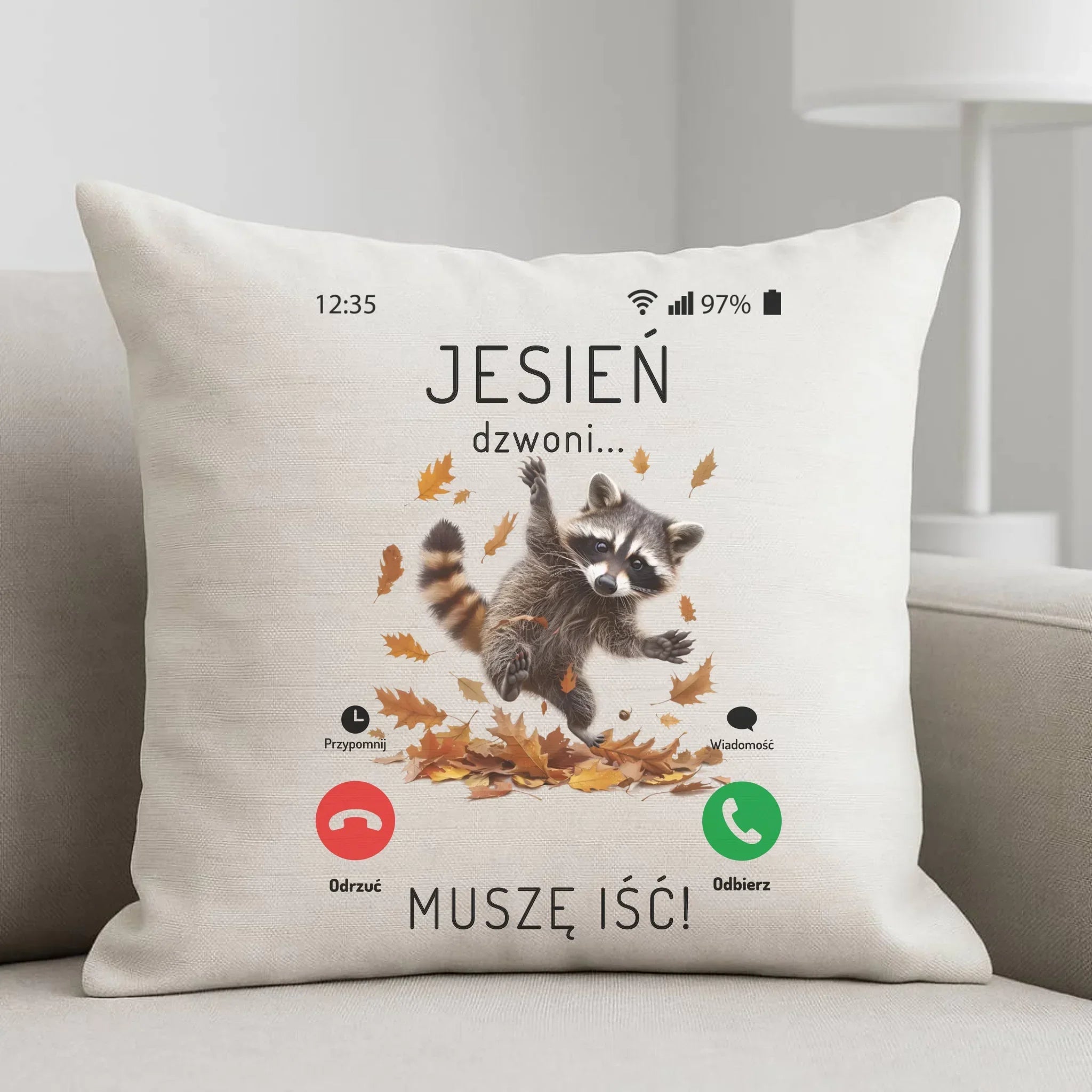 Poduszka jesienna - Jesień dzwoni muszę iść JS18 - StoryCups.pl
