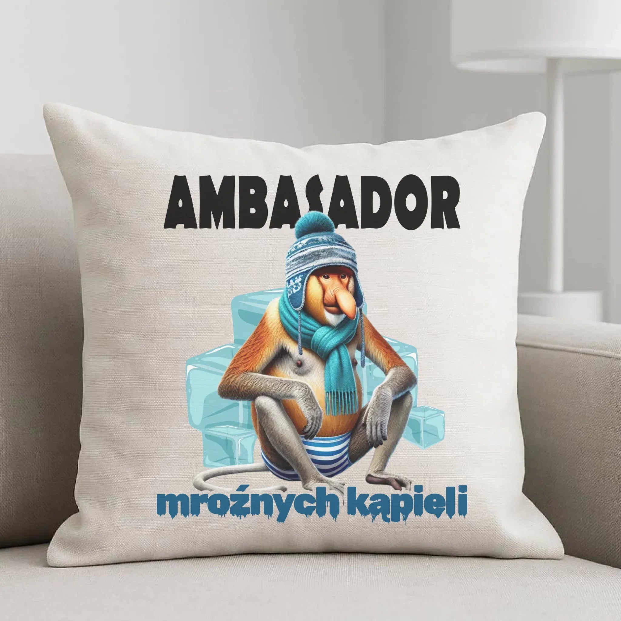 Poduszka - prezent dla morsa - Janusz Nosacz Mors - Ambasador mroźnych kąpieli HM03 - StoryCups.pl