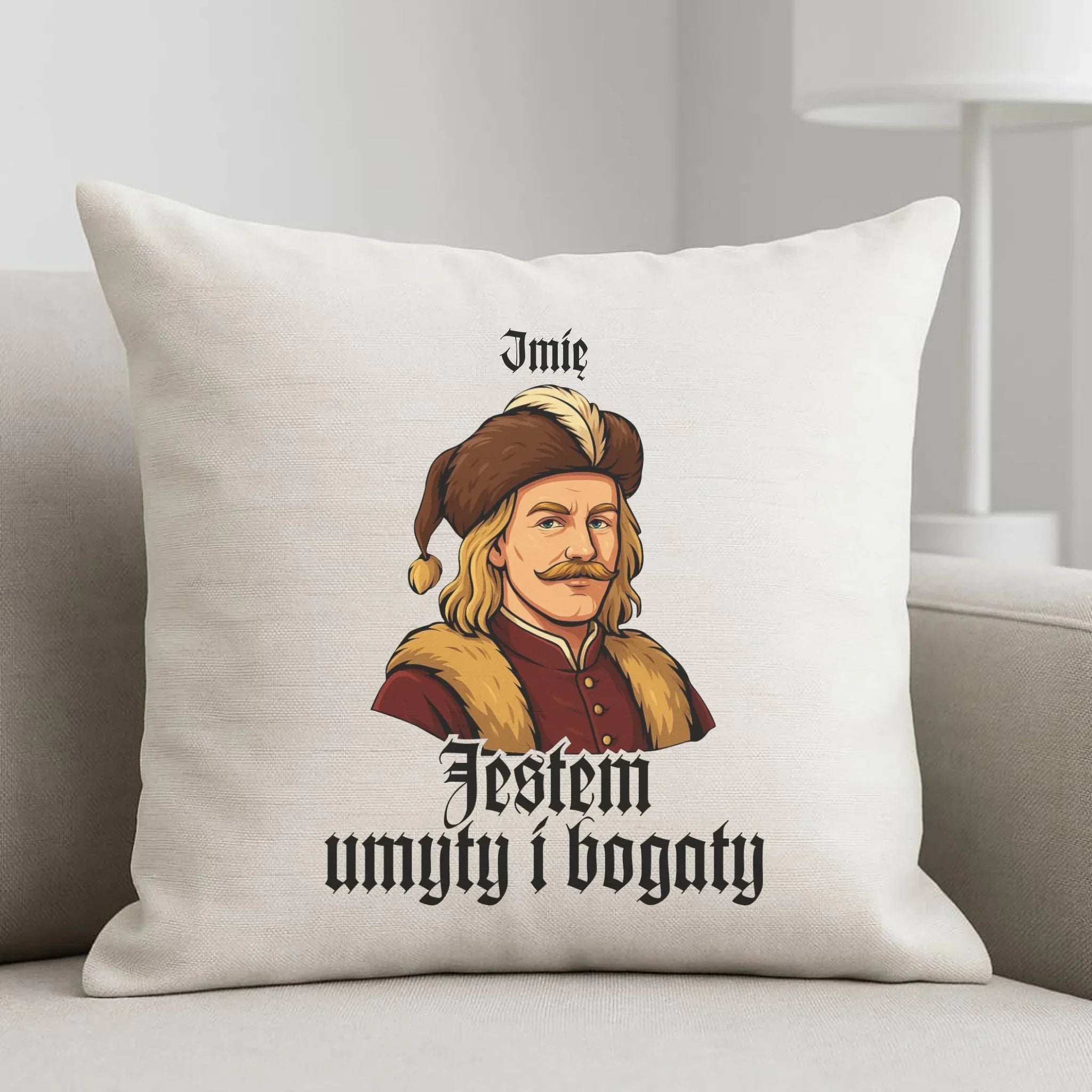 Poduszka - Jestem umyty i bogaty - dla fanów serialu 1670 - personalizowana H60 - StoryCups.pl