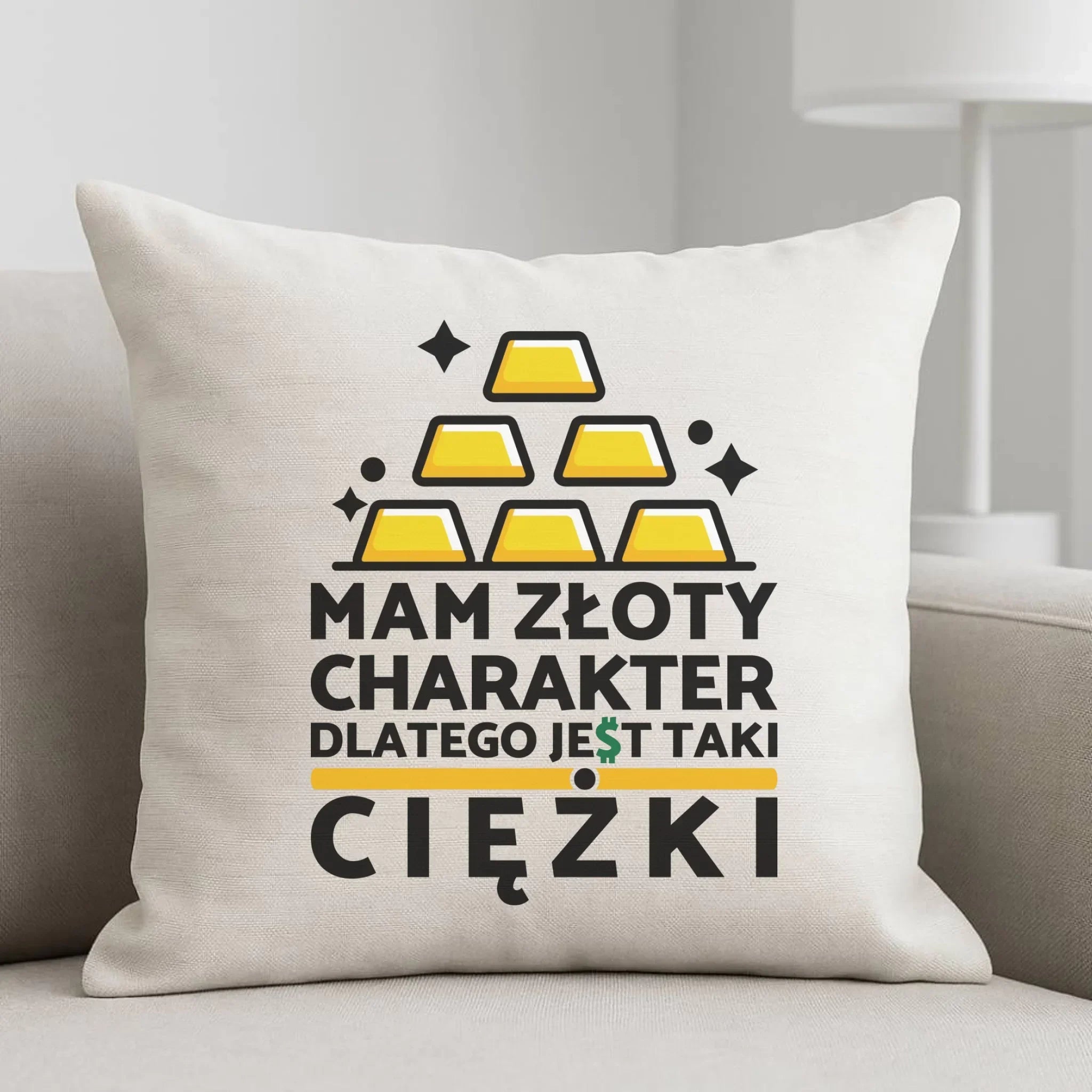 Poduszka - prezent dla chłopaka - Złoty charakter DCH16 - StoryCups.pl