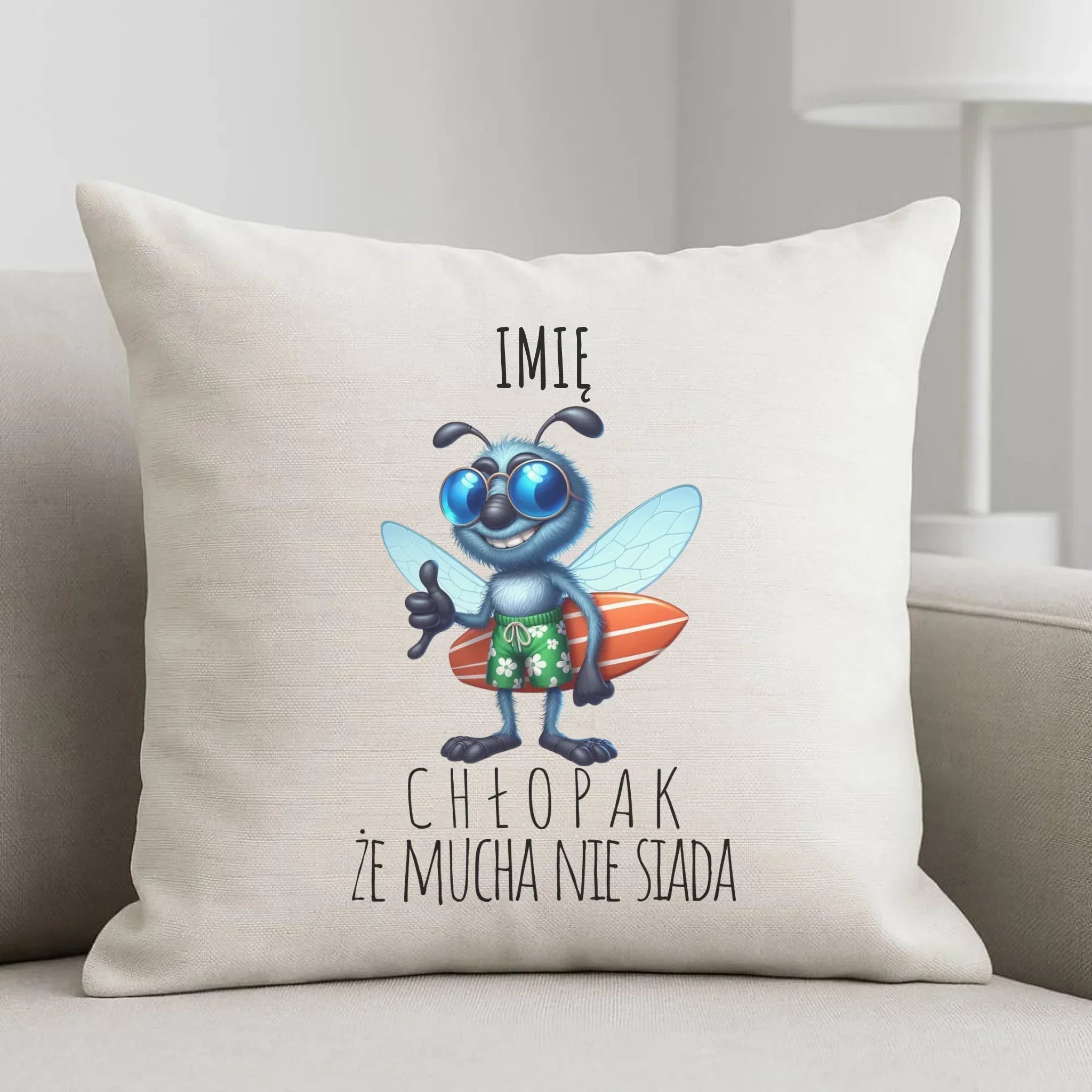 Poduszka - prezent dla chłopaka - Mucha nie siada essa - personalizowana DCH29 - StoryCups.pl