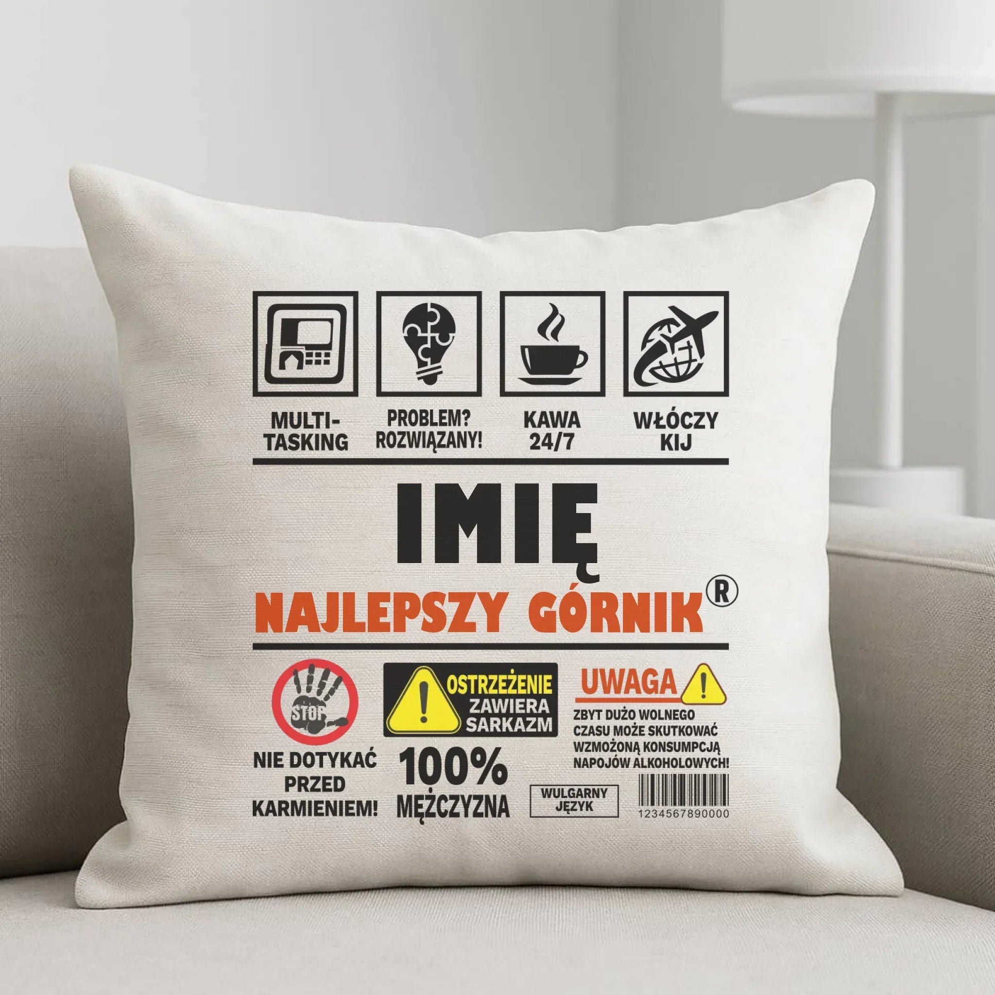 Poduszka - prezent dla górnika - Najlepszy górnik 24/7 - personalizowana G11 - StoryCups.pl