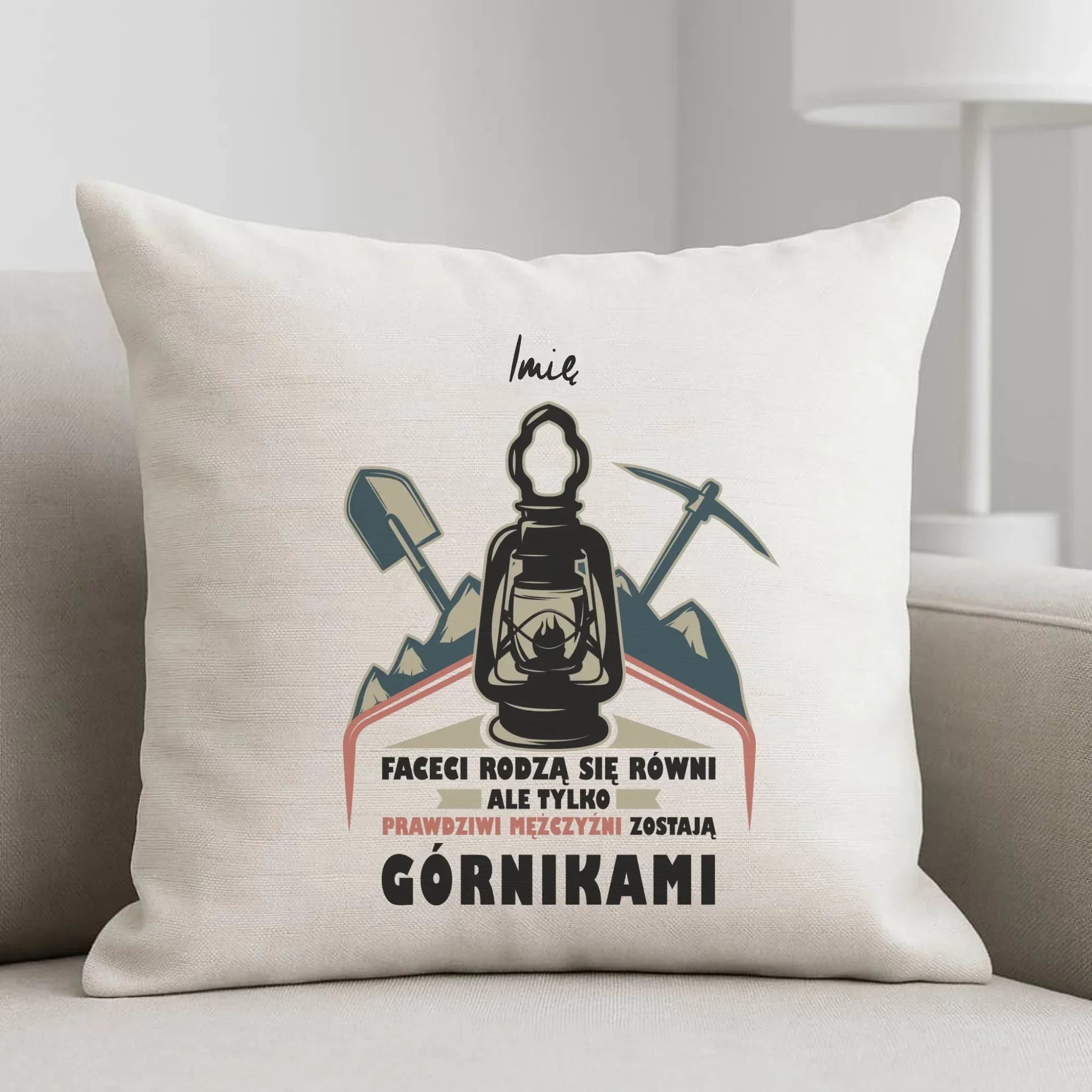 Poduszka - prezent dla górnika - Prawdziwi mężczyźni zostają górnikami - personalizowana G08 - StoryCups.pl