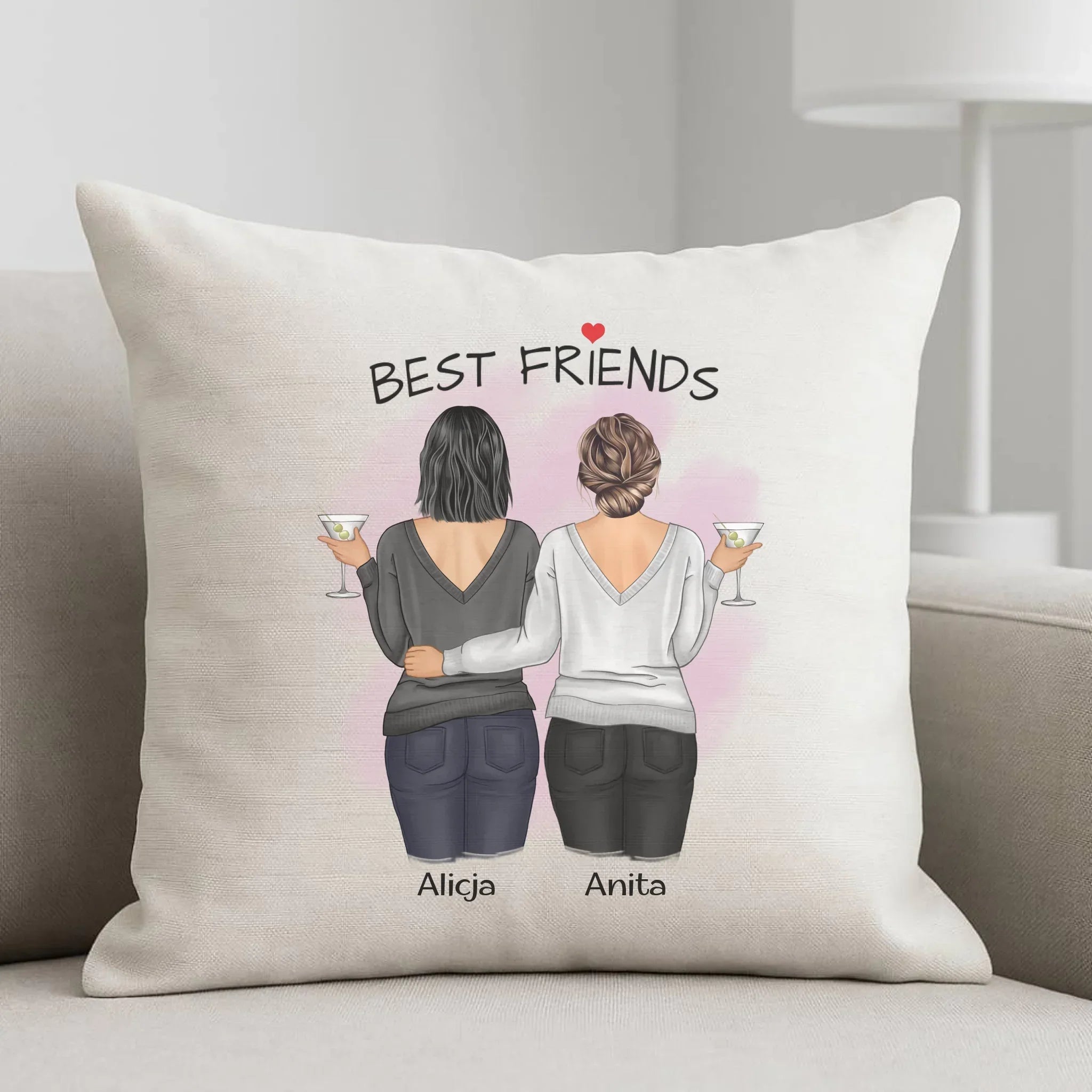 Poduszka - prezent dla przyjaciółki - Best Friends - personalizowane postacie 2-4 osoby PR03 - StoryCups.pl