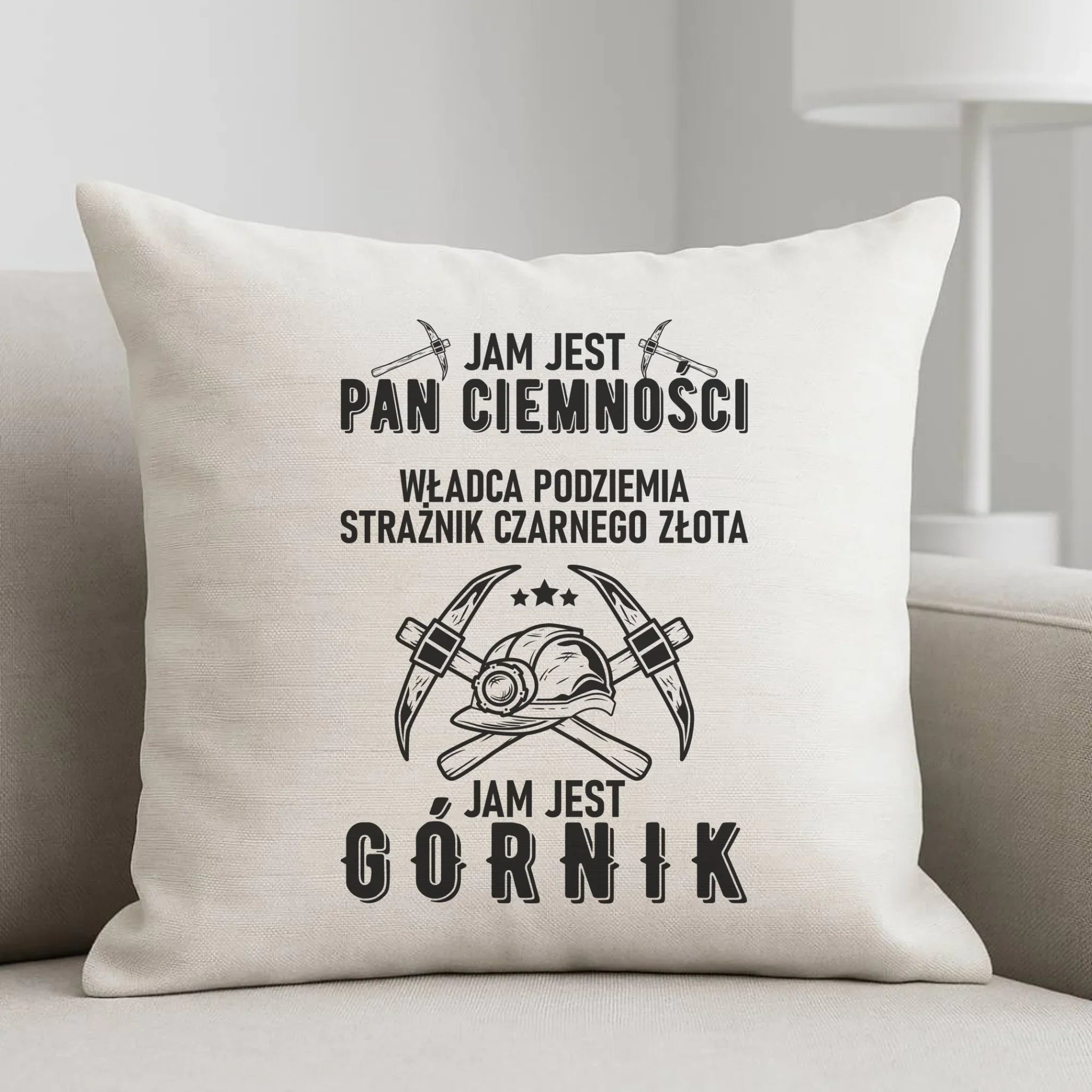 Poduszka - prezent dla górnika - Pan ciemności jam jest górnik G04 - StoryCups.pl