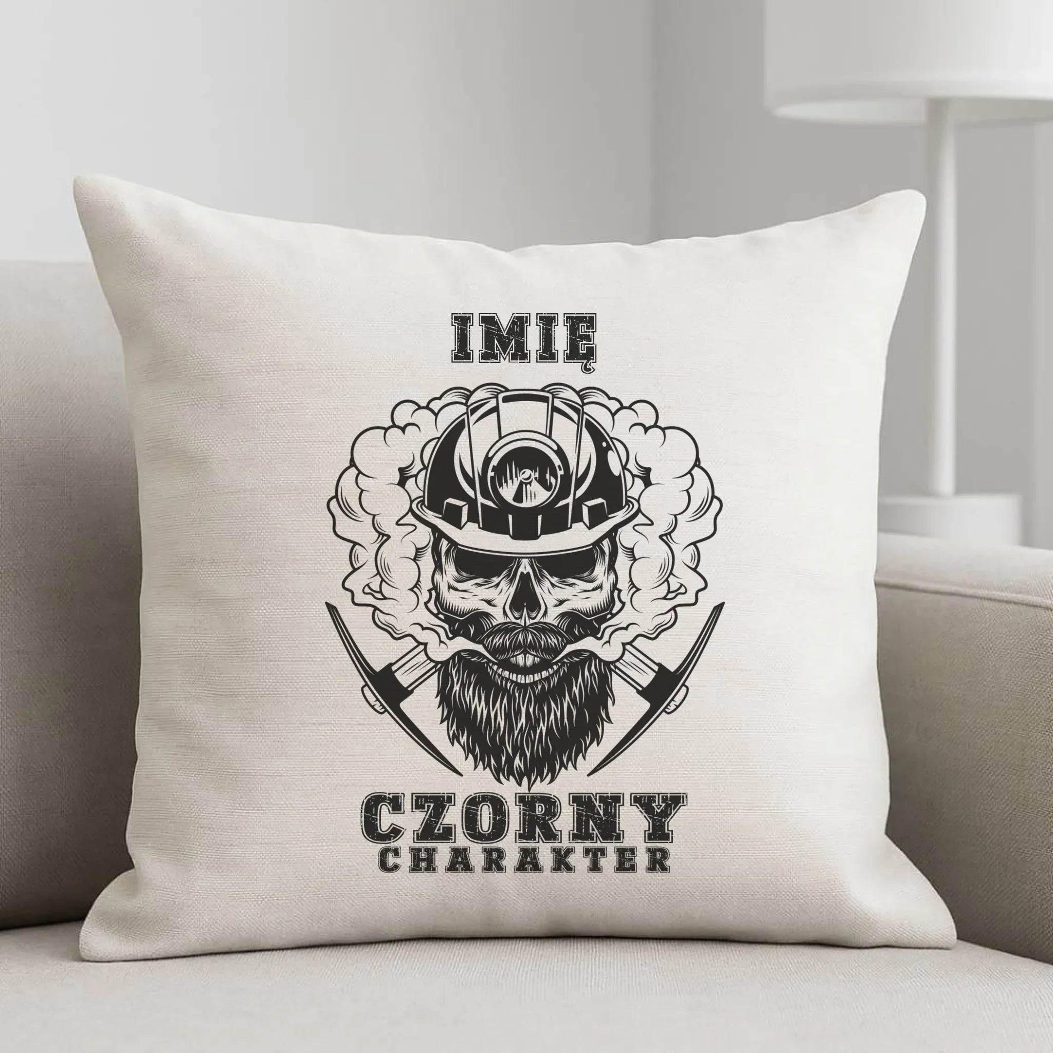 Poduszka - prezent dla górnika - Czorny charakter - personalizowana G06 - StoryCups.pl