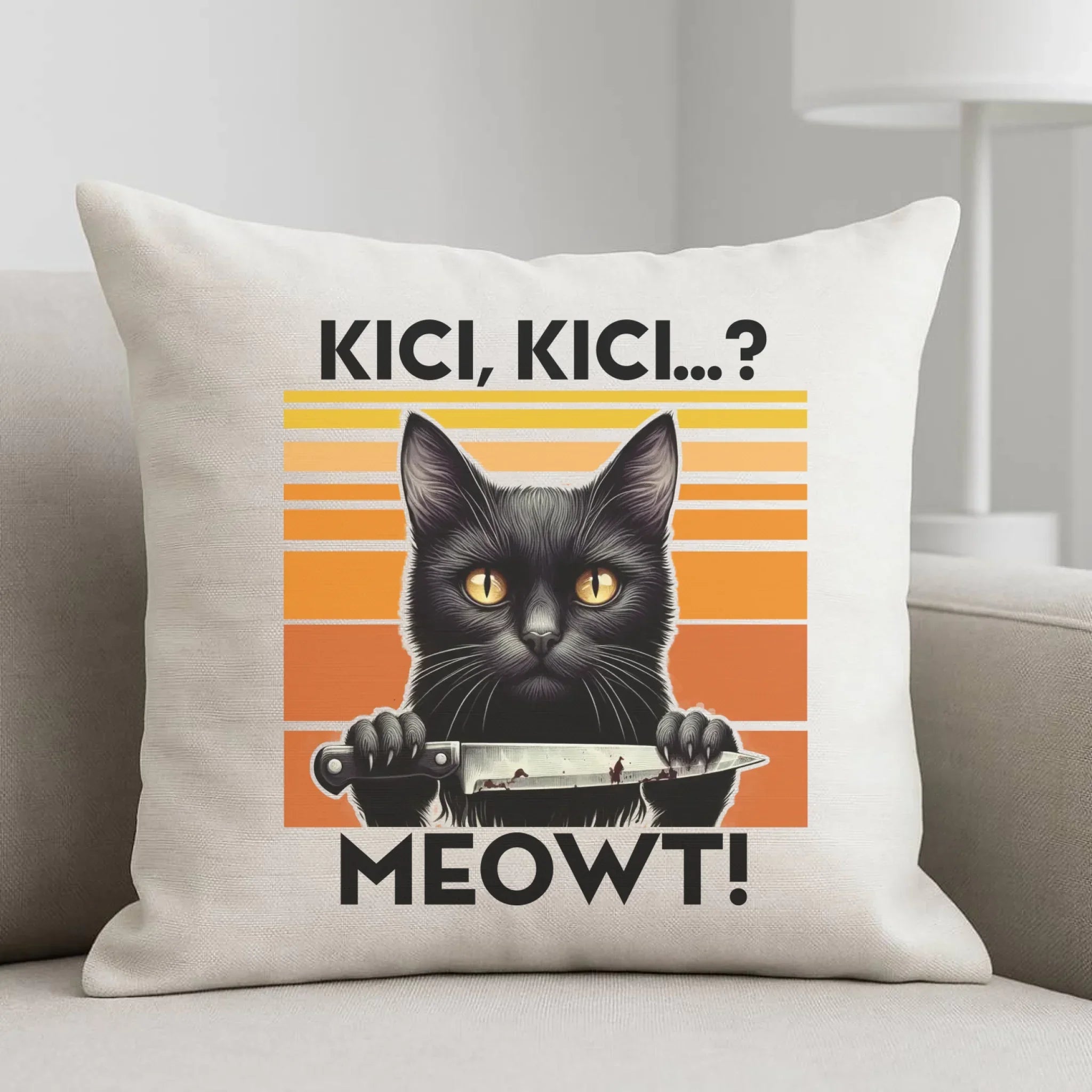 Poduszka - Kot z nożem - Kici, kici... MEOWT! HL17 - StoryCups.pl