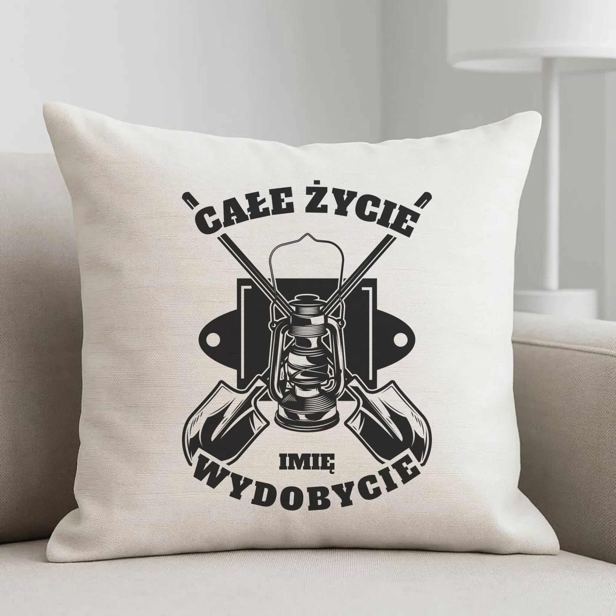 Poduszka - prezent dla górnika - Całe życie wydobycie - personalizowana G01 - StoryCups.pl
