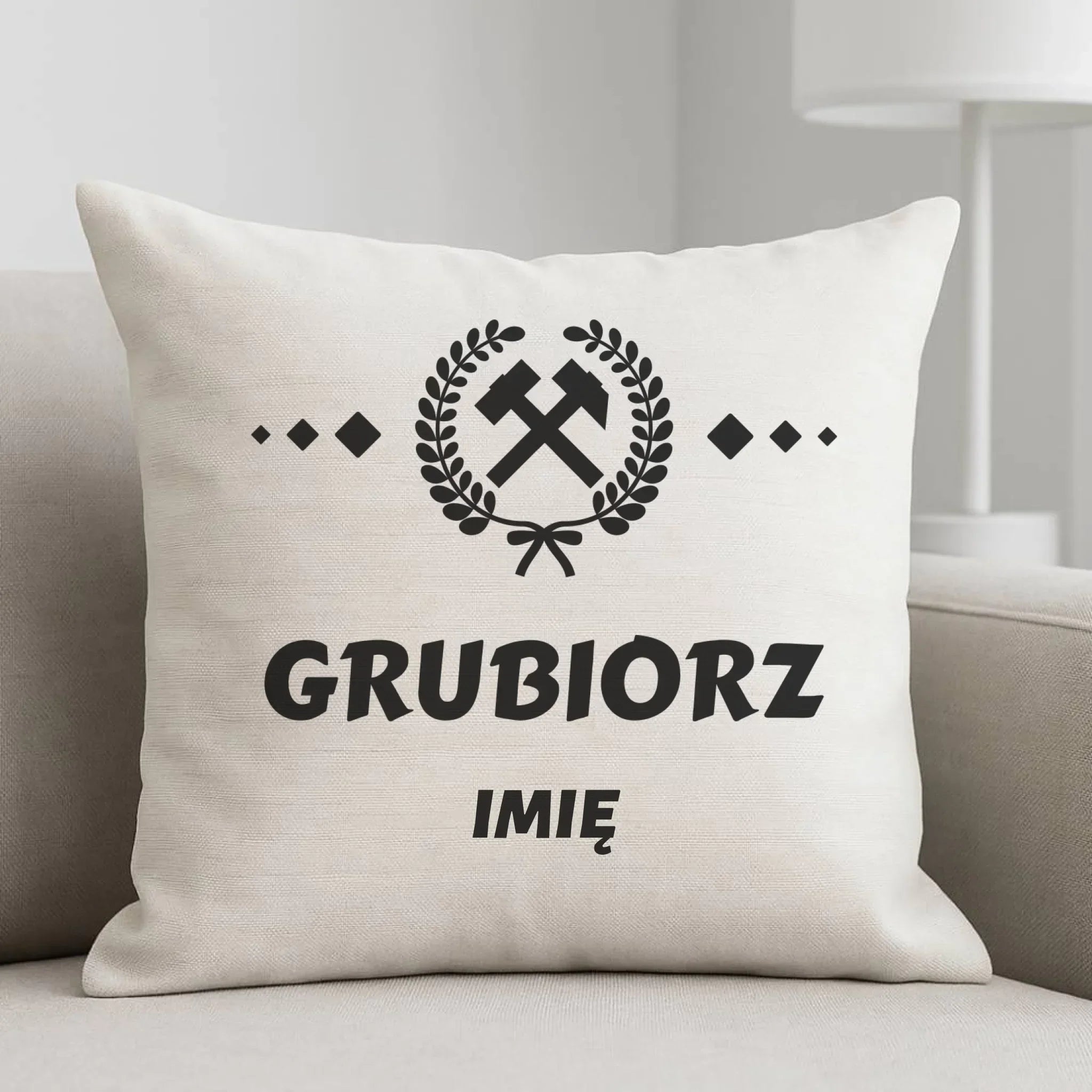 Poduszka - prezent dla górnika - Grubiorz - personalizowana G03 - StoryCups.pl