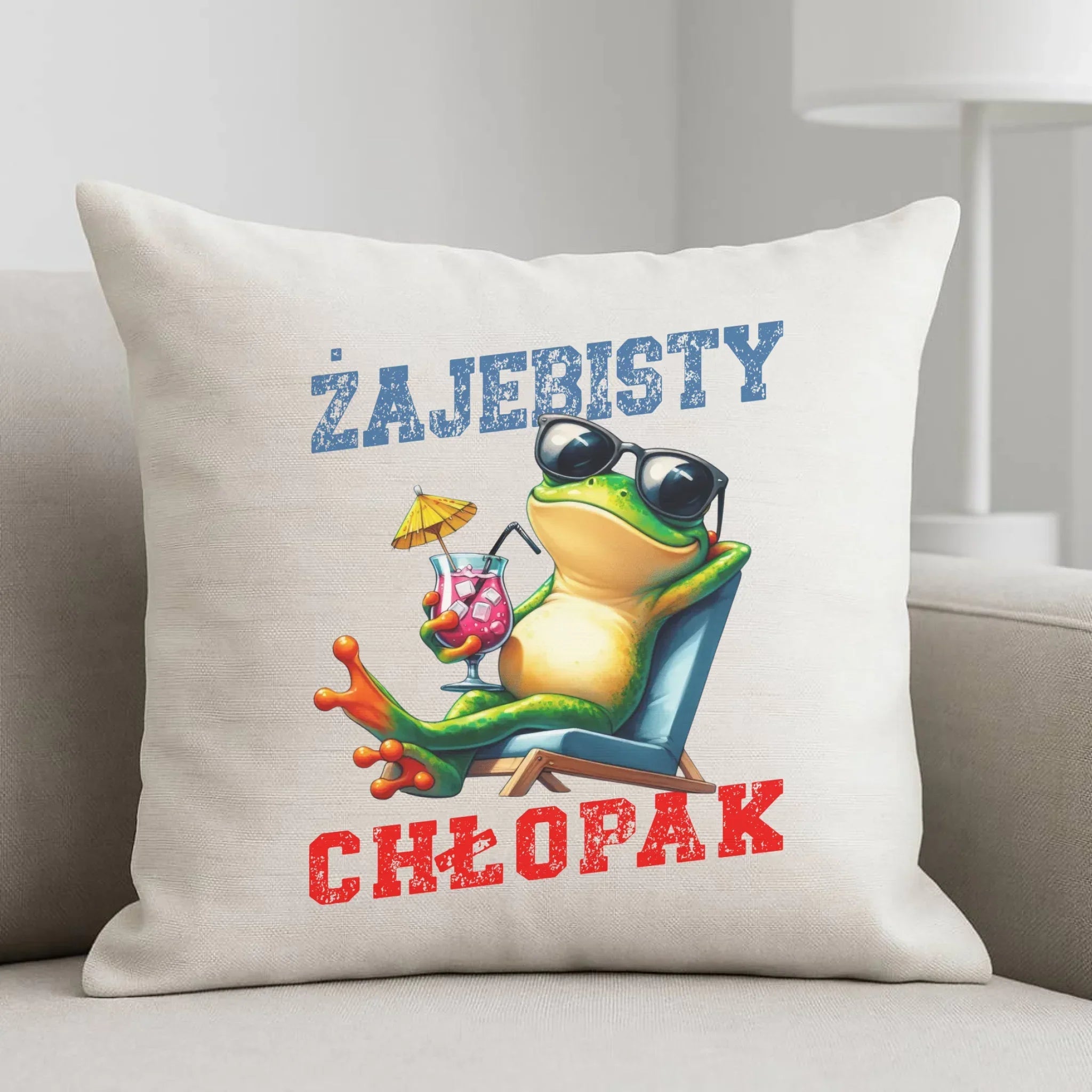 Poduszka z żabą - prezent dla chłopaka - Żajebisty chłopak DCH19 - StoryCups.pl