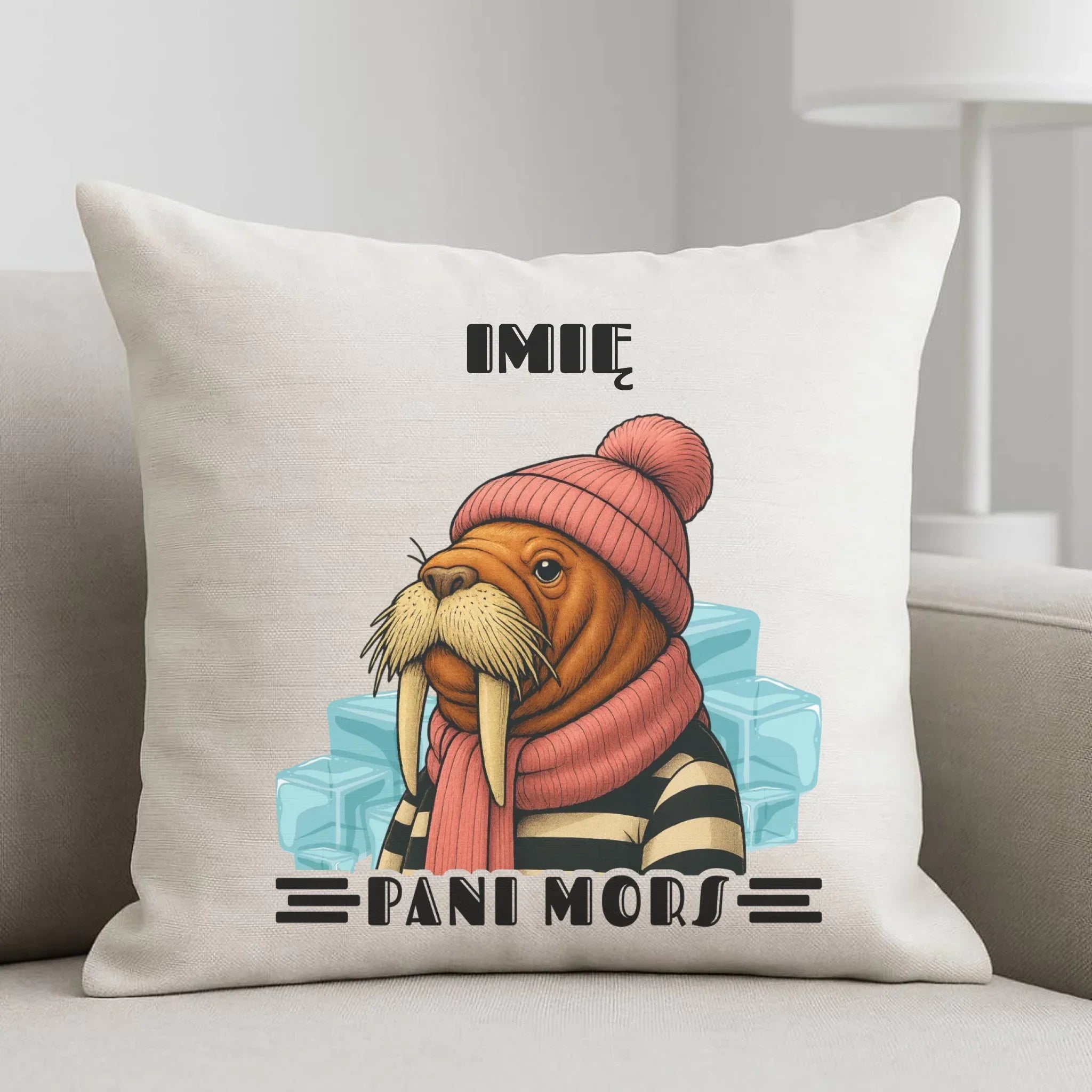 Poduszka - prezent dla morsa - Pani Mors - personalizowana HM16 - StoryCups.pl