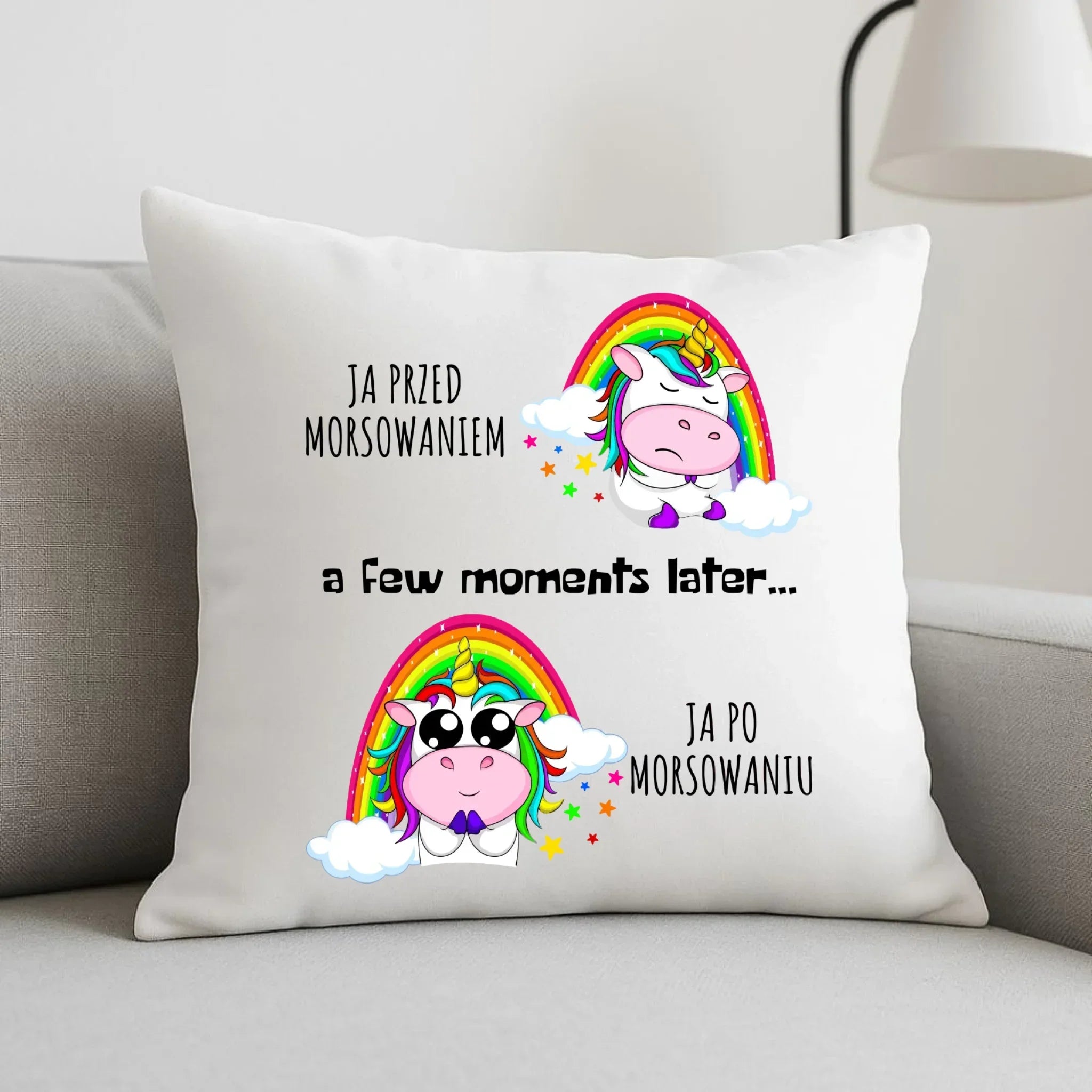 Poduszka - prezent dla morsa - Jednorożec - Ja po morsowaniu HM11 - StoryCups.pl