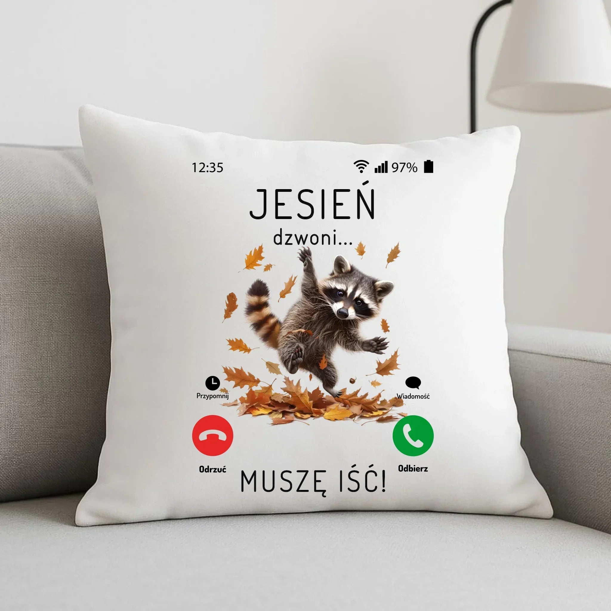 Poduszka jesienna - Jesień dzwoni muszę iść JS18 - StoryCups.pl