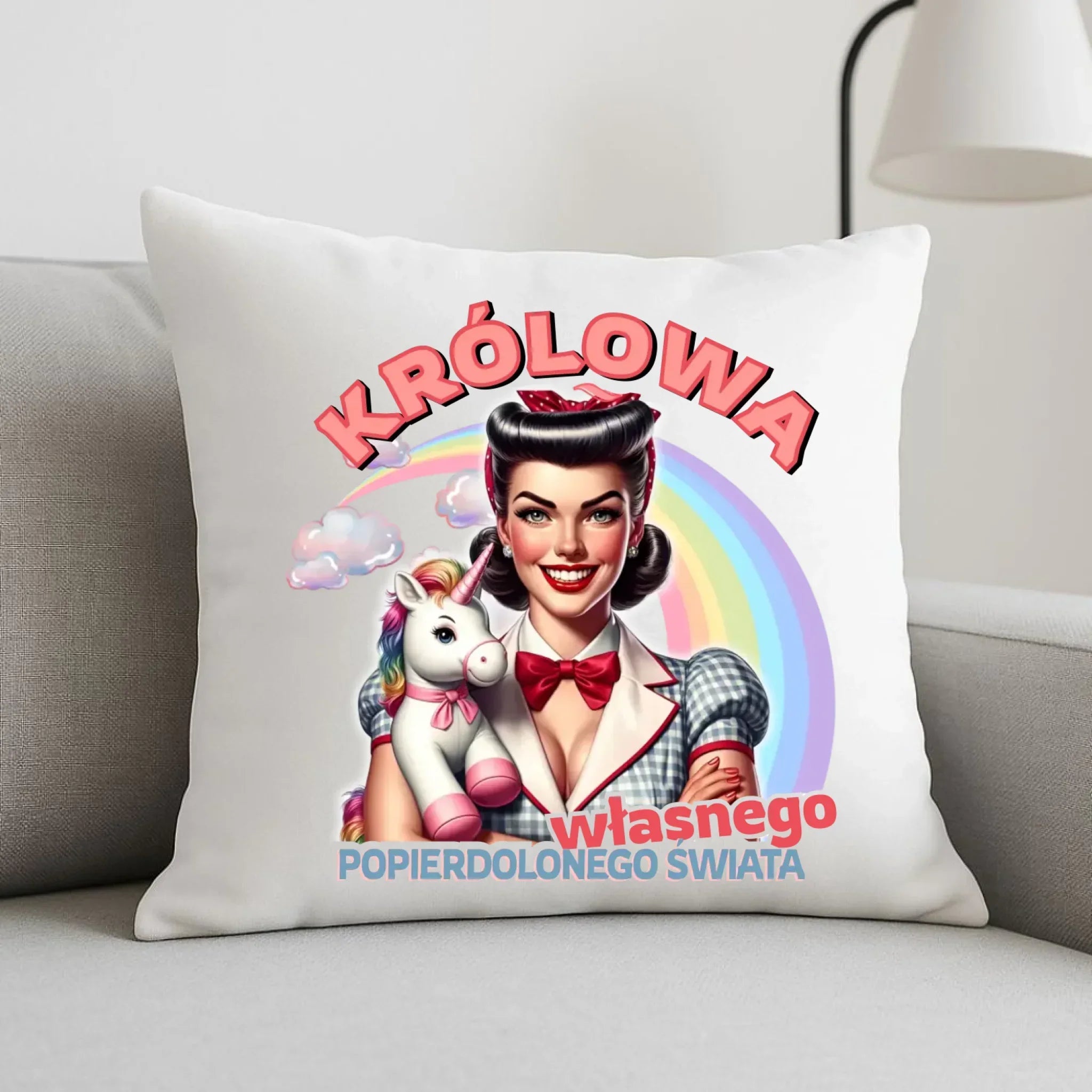 Śmieszna poduszka retro – Królowa własnego popierd*onego świata - bez cenzury DZ08 - StoryCups.pl