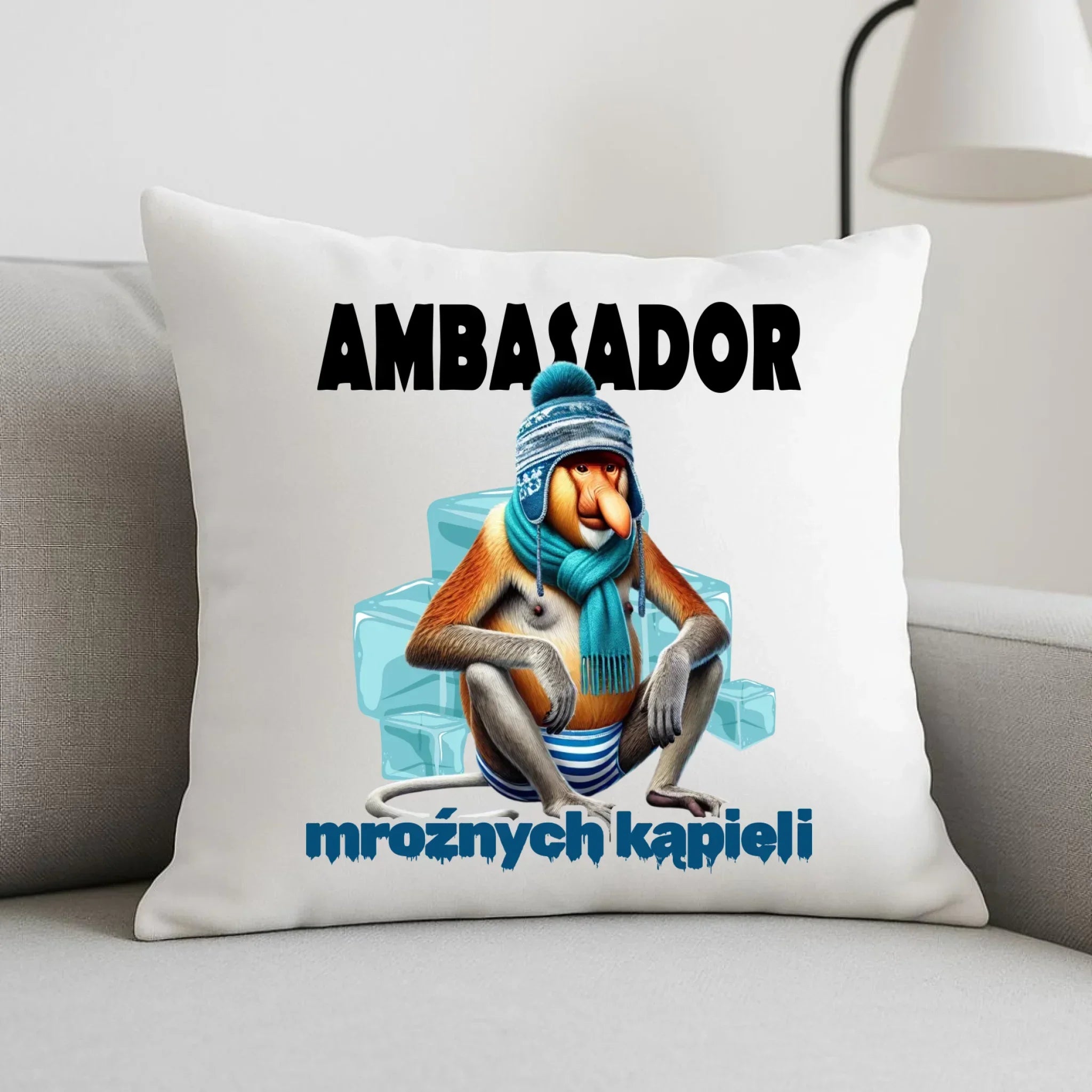 Poduszka - prezent dla morsa - Janusz Nosacz Mors - Ambasador mroźnych kąpieli HM03 - StoryCups.pl