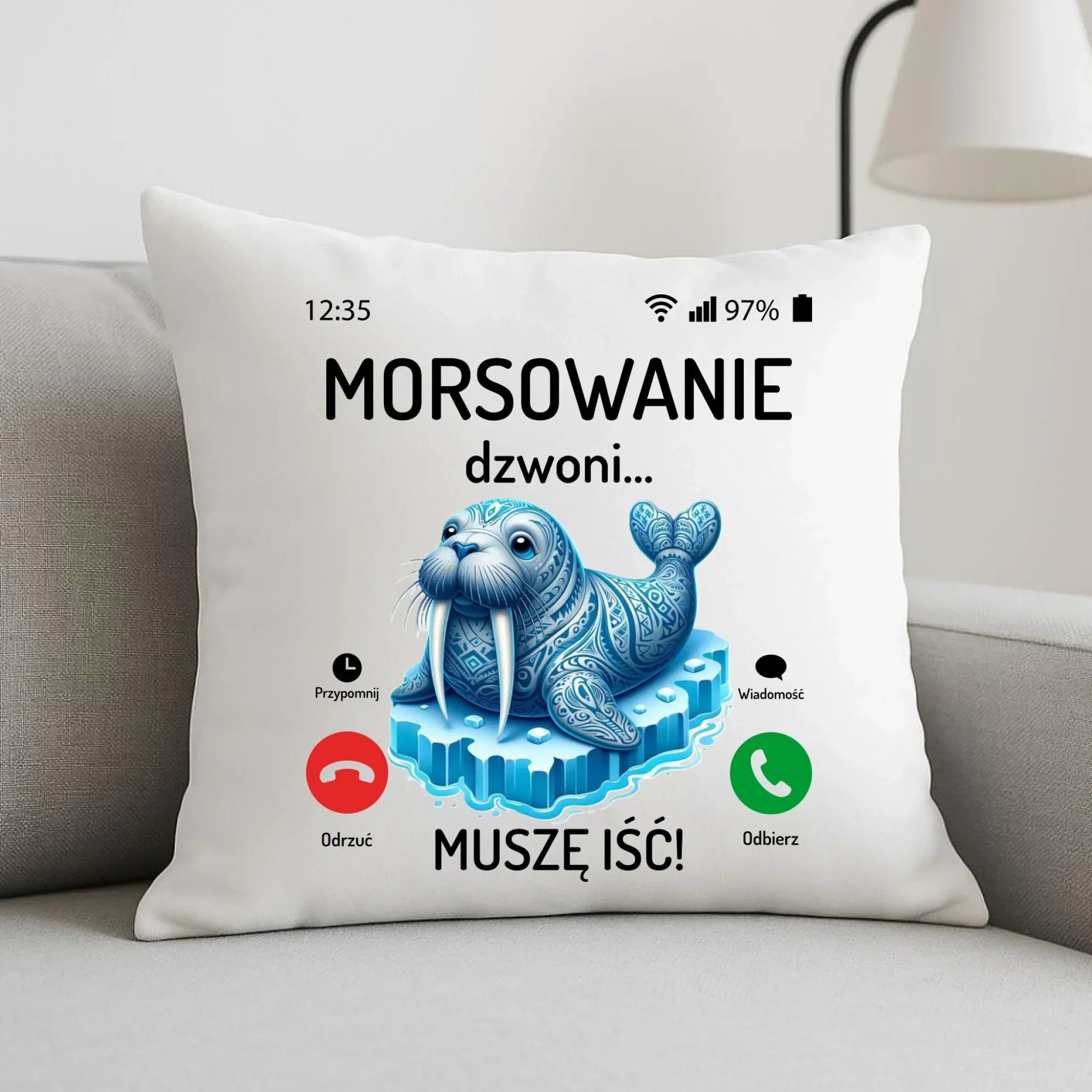 Poduszka - prezent dla morsa - Morsowanie dzwoni muszę iść HM04 - StoryCups.pl