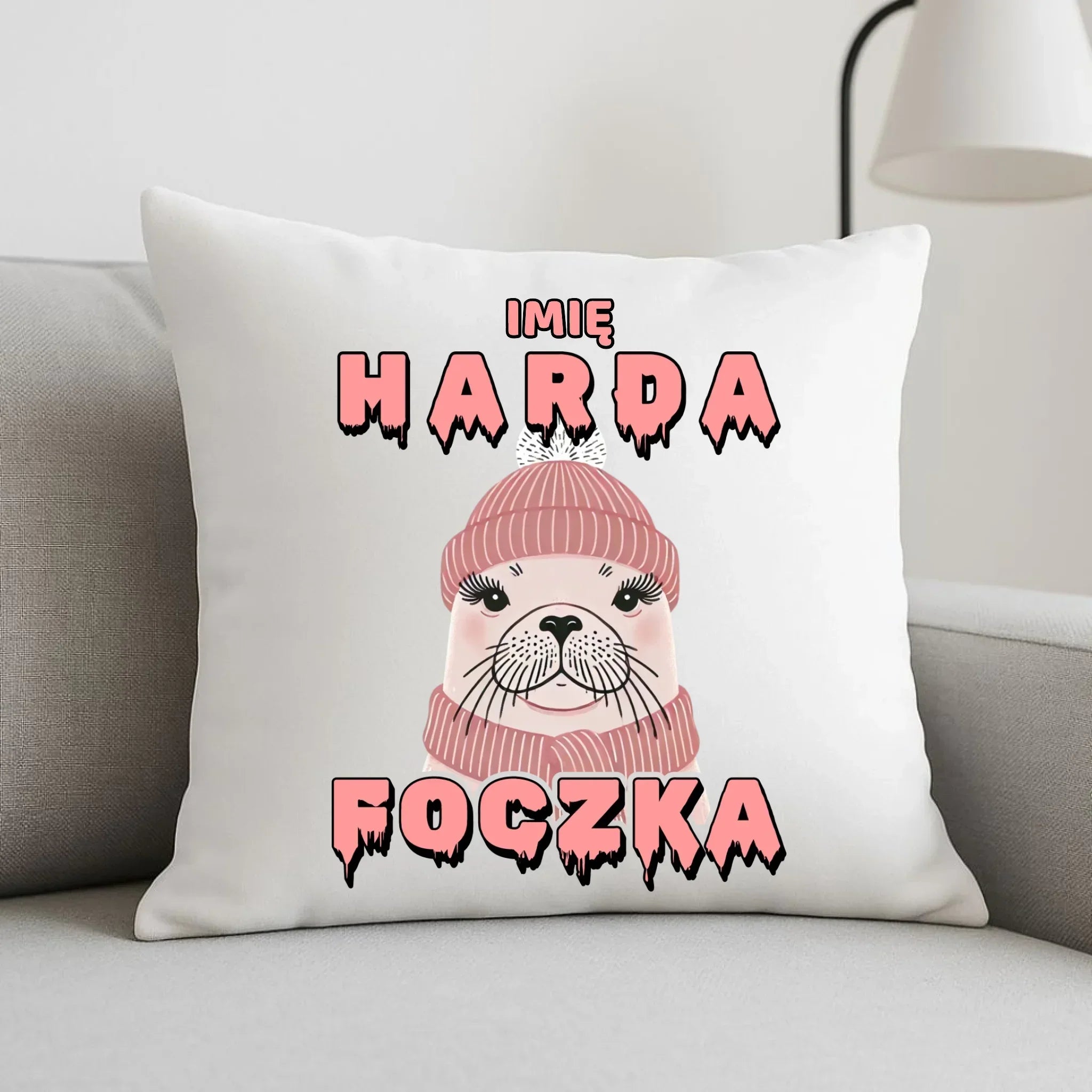 Poduszka - prezent dla morsa - Harda foczka - personalizowana HM05 - StoryCups.pl