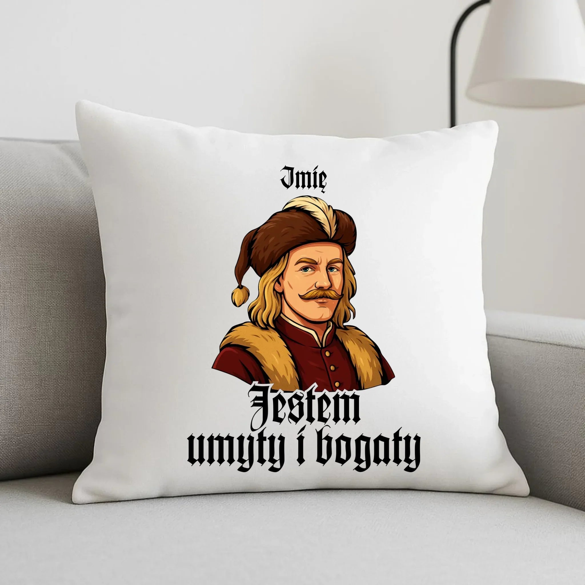 Poduszka - Jestem umyty i bogaty - dla fanów serialu 1670 - personalizowana H60 - StoryCups.pl