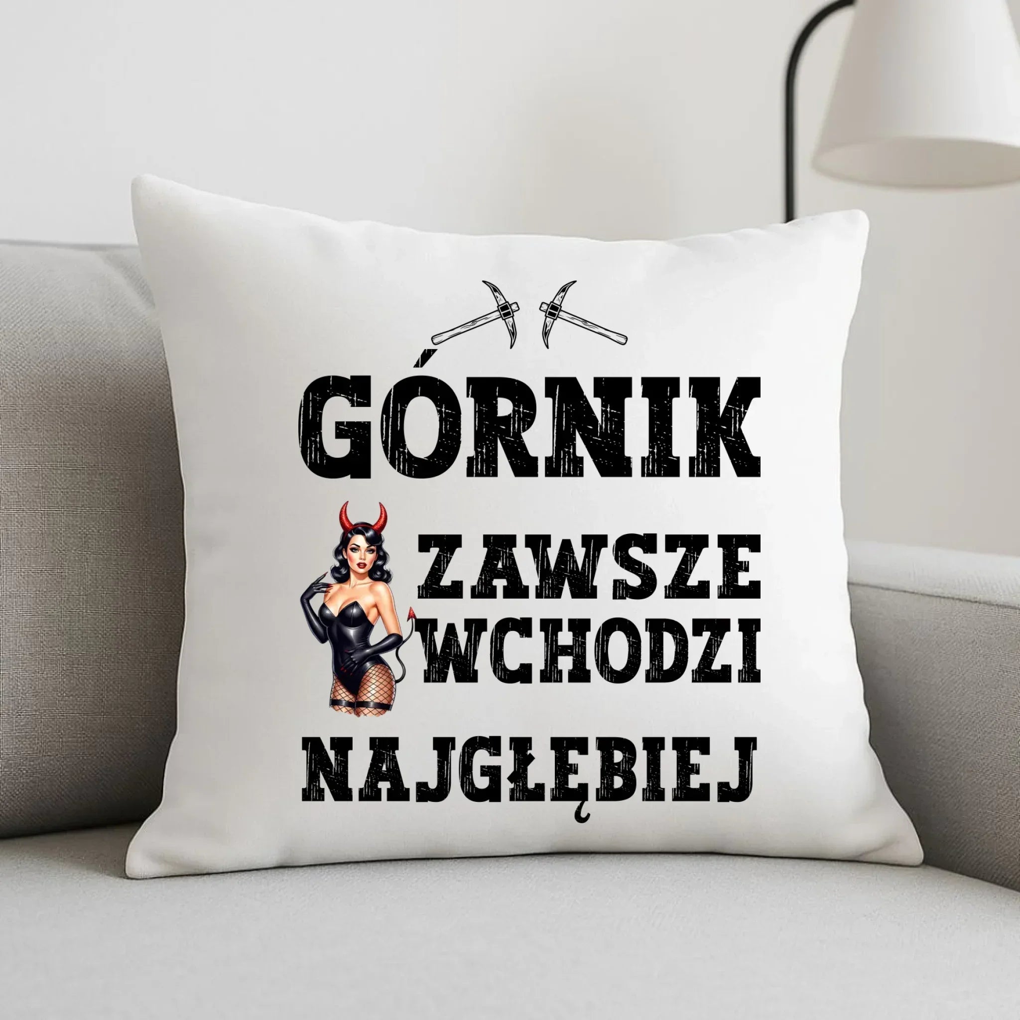 Poduszka - prezent dla górnika - Górnik zawsze wchodzi najgłębiej G22 - StoryCups.pl