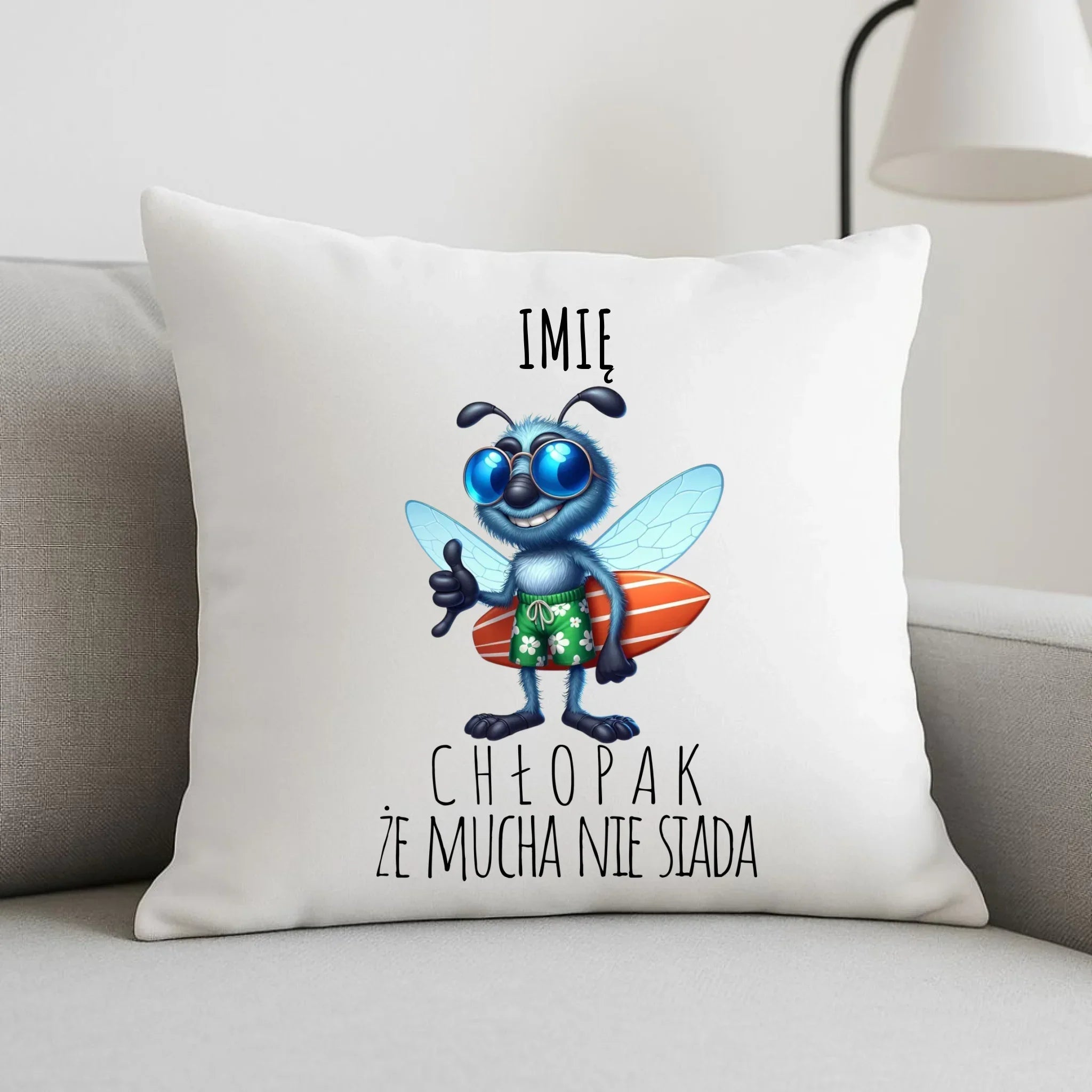 Poduszka - prezent dla chłopaka - Mucha nie siada essa - personalizowana DCH29 - StoryCups.pl