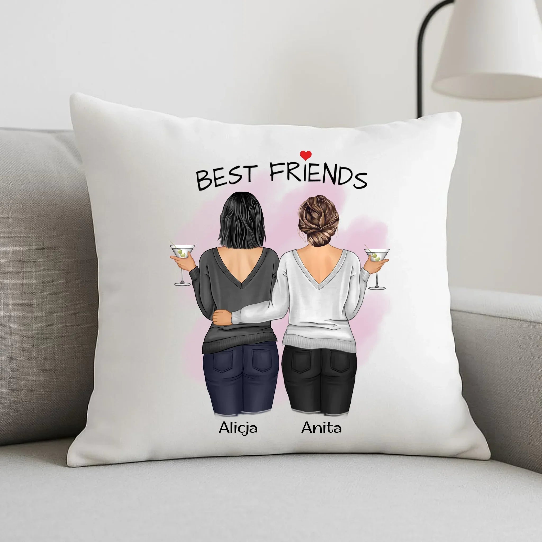 Poduszka - prezent dla przyjaciółki - Best Friends - personalizowane postacie 2-4 osoby PR03 - StoryCups.pl