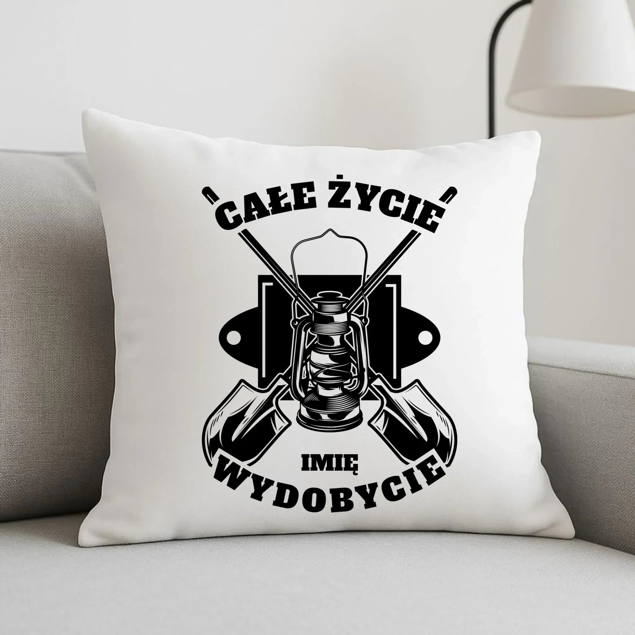 Poduszka - prezent dla górnika - Całe życie wydobycie - personalizowana G01 - StoryCups.pl