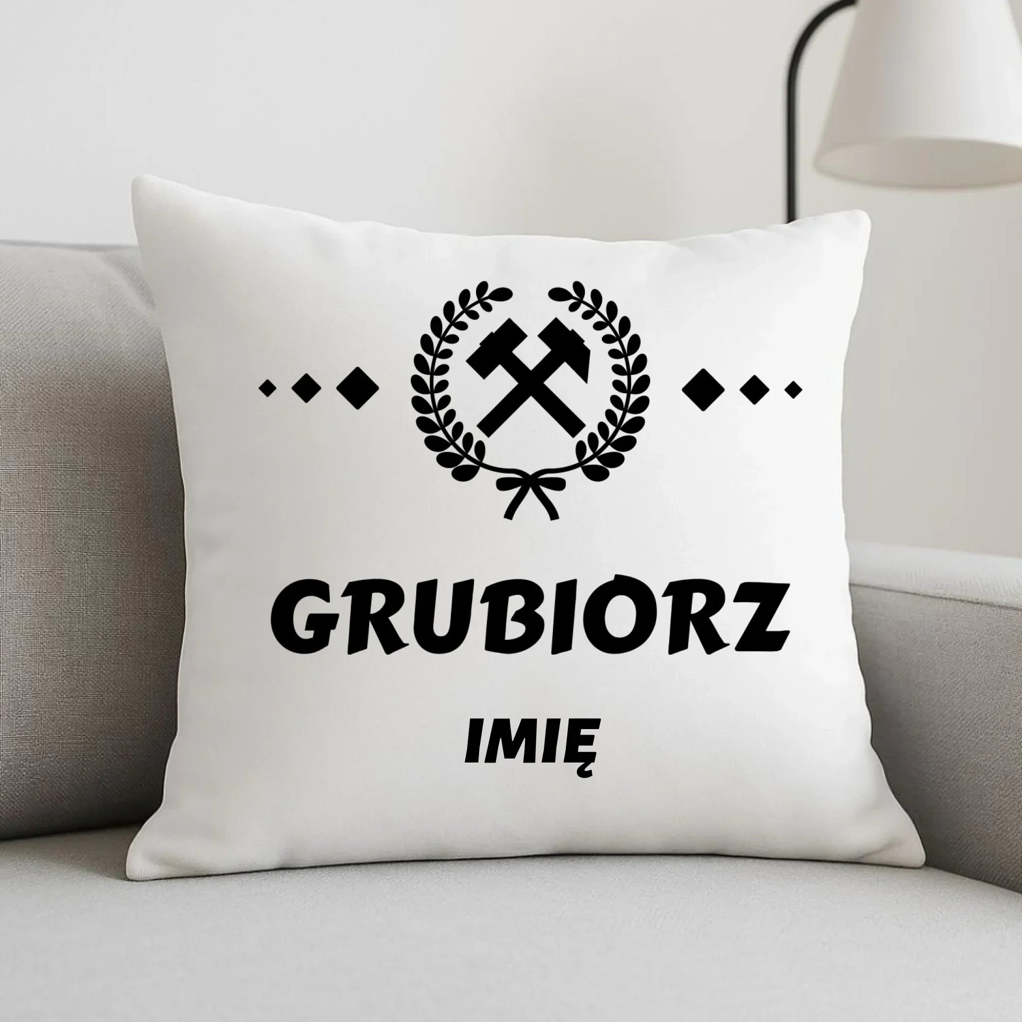 Poduszka - prezent dla górnika - Grubiorz - personalizowana G03 - StoryCups.pl