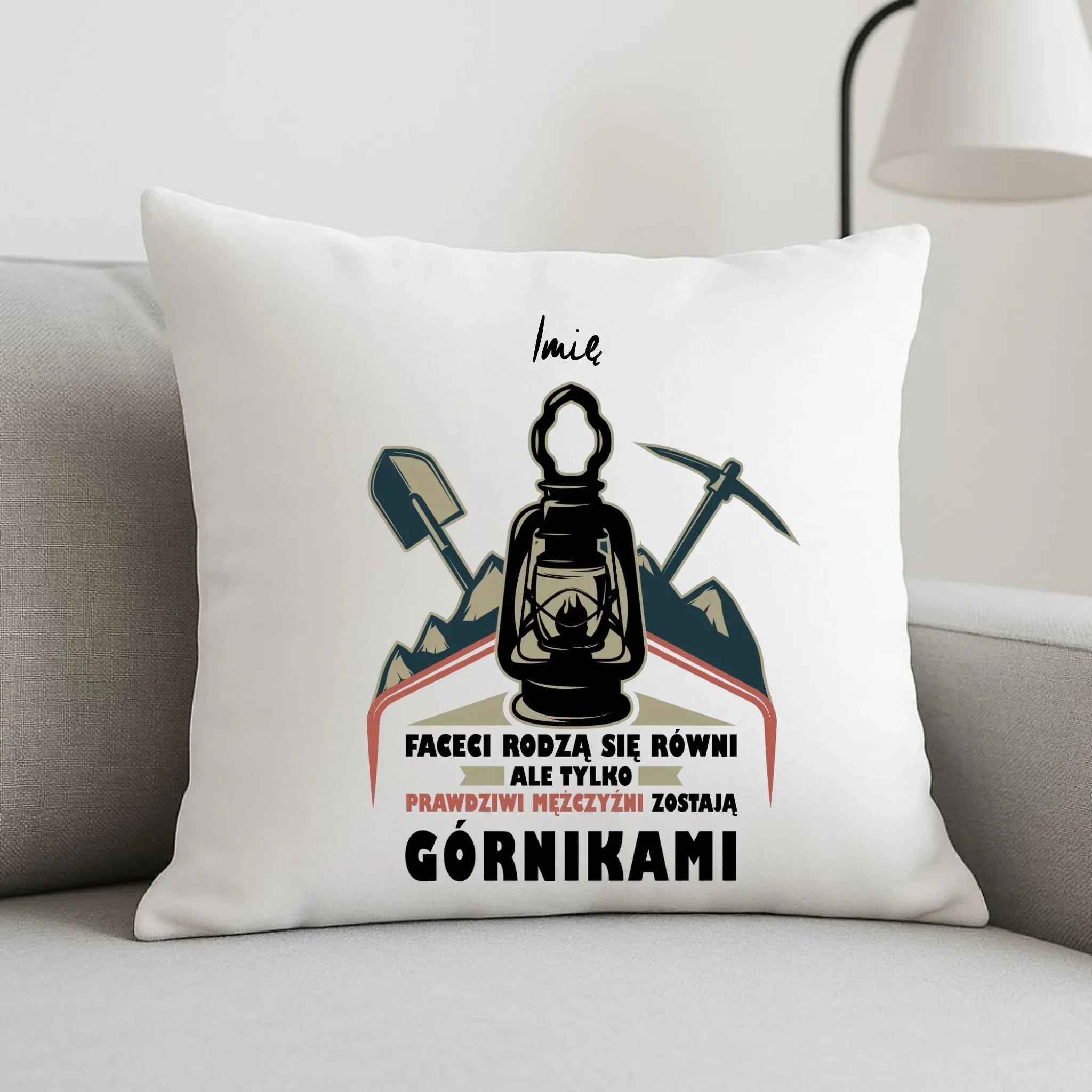 Poduszka - prezent dla górnika - Prawdziwi mężczyźni zostają górnikami - personalizowana G08 - StoryCups.pl