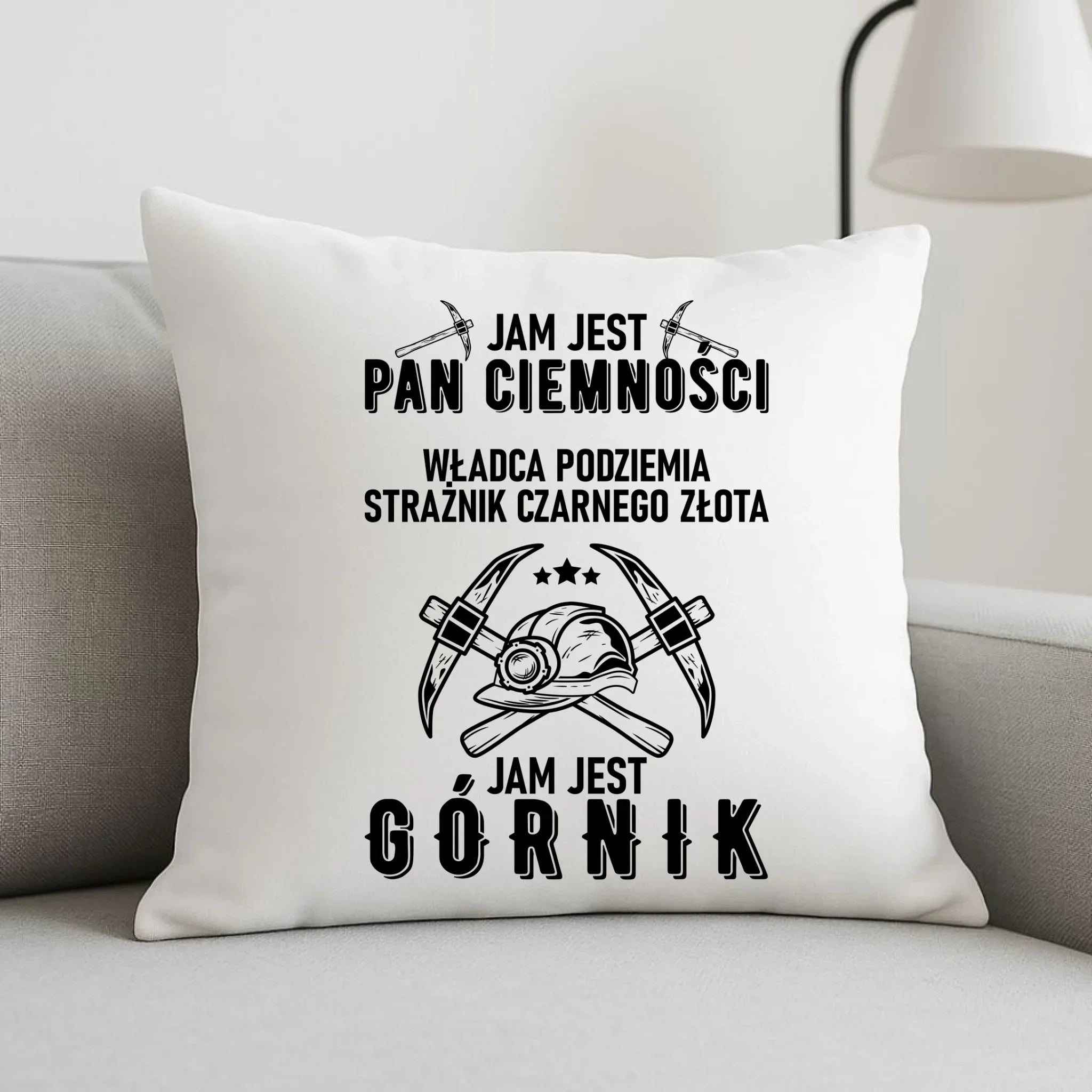Poduszka - prezent dla górnika - Pan ciemności jam jest górnik G04 - StoryCups.pl