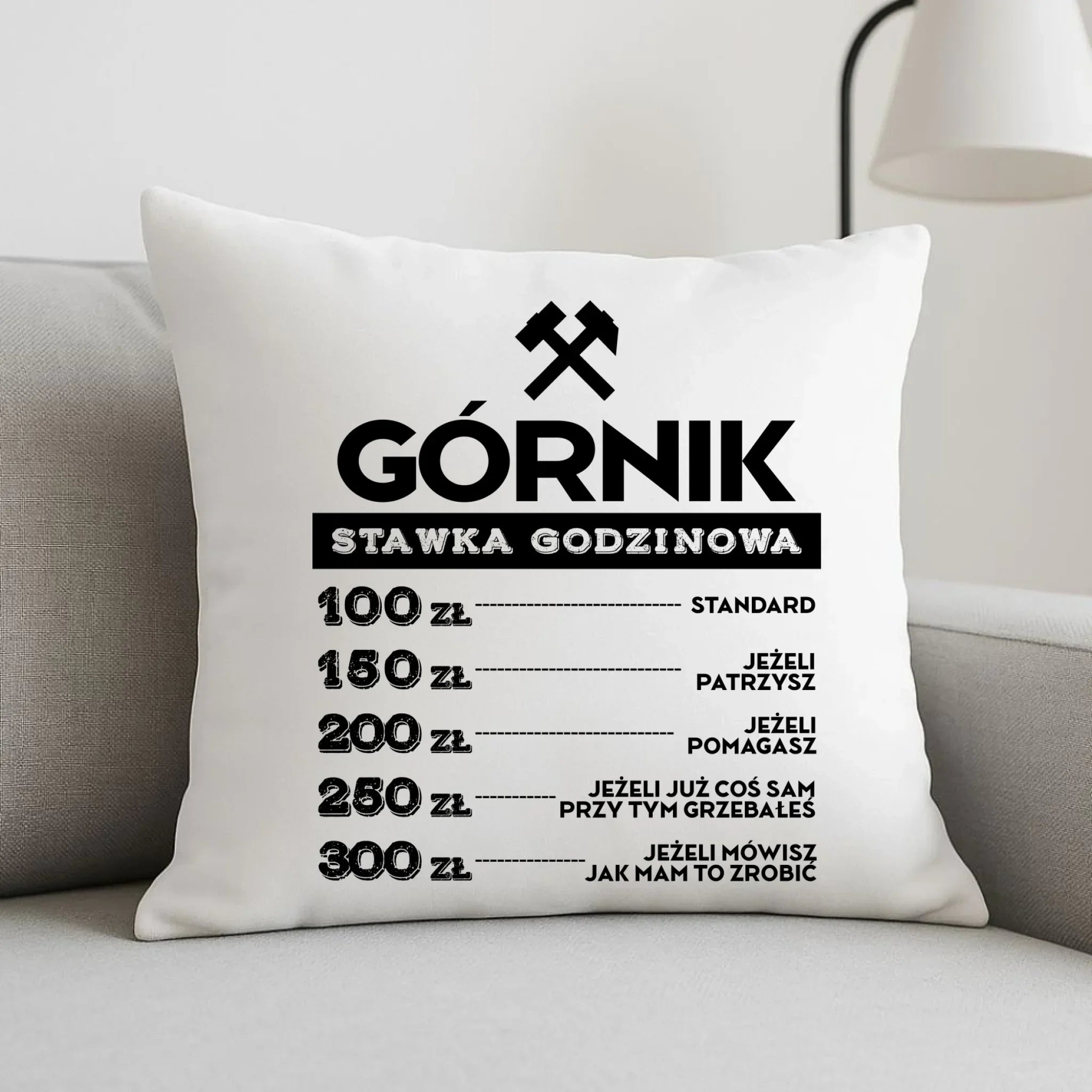 Poduszka - prezent dla górnika - Górnik stawka godzinowa G14 - StoryCups.pl