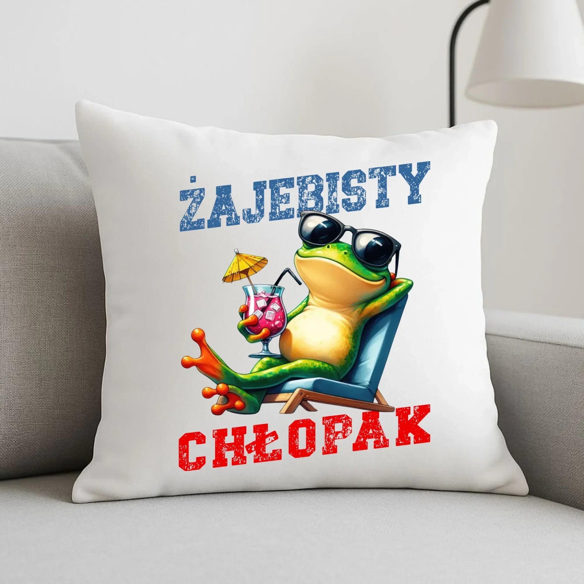 Poduszka z żabą - prezent dla chłopaka - Żajebisty chłopak DCH19 - StoryCups.pl