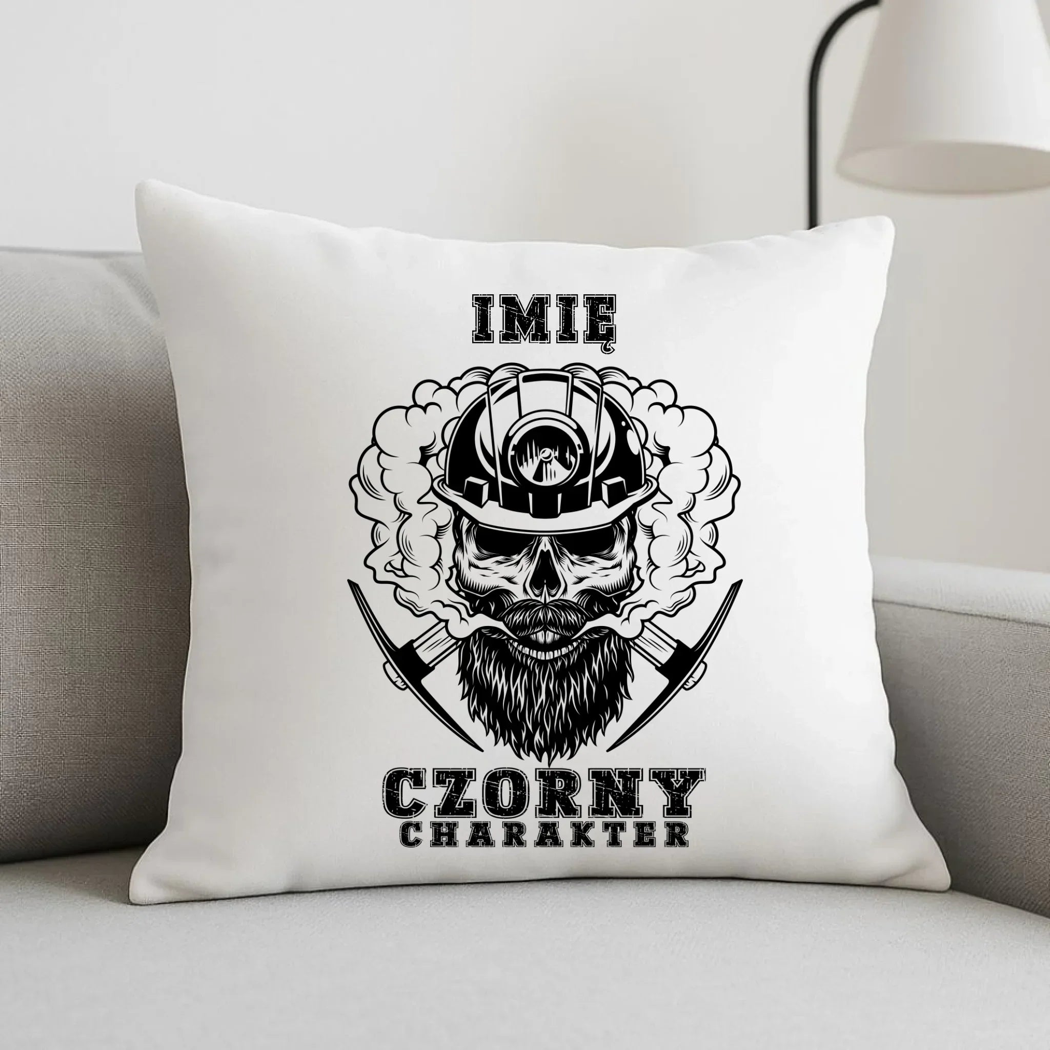 Poduszka - prezent dla górnika - Czorny charakter - personalizowana G06 - StoryCups.pl