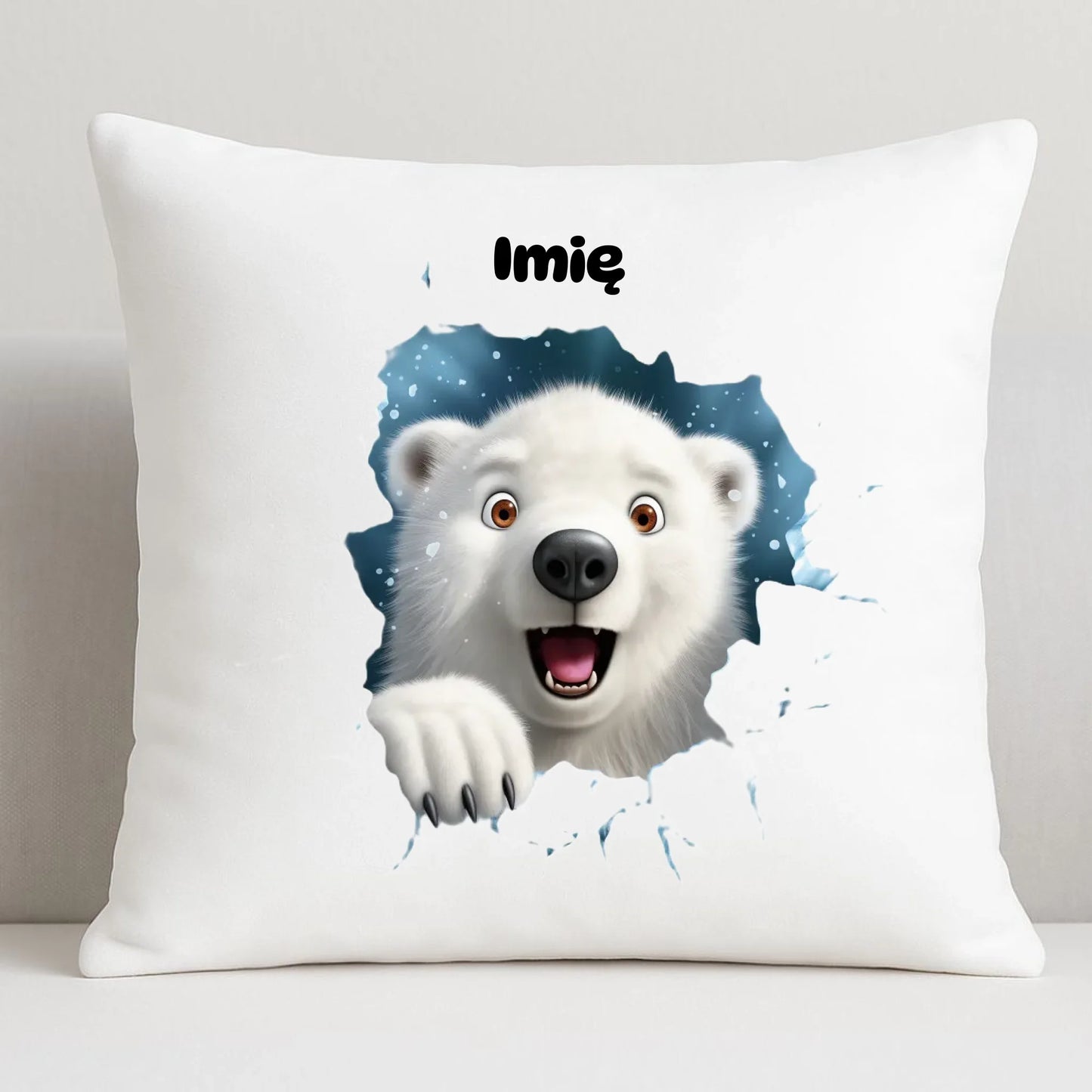 Miś polarny 3D | Personalizowana poduszka świąteczna BN86 - StoryCups.pl
