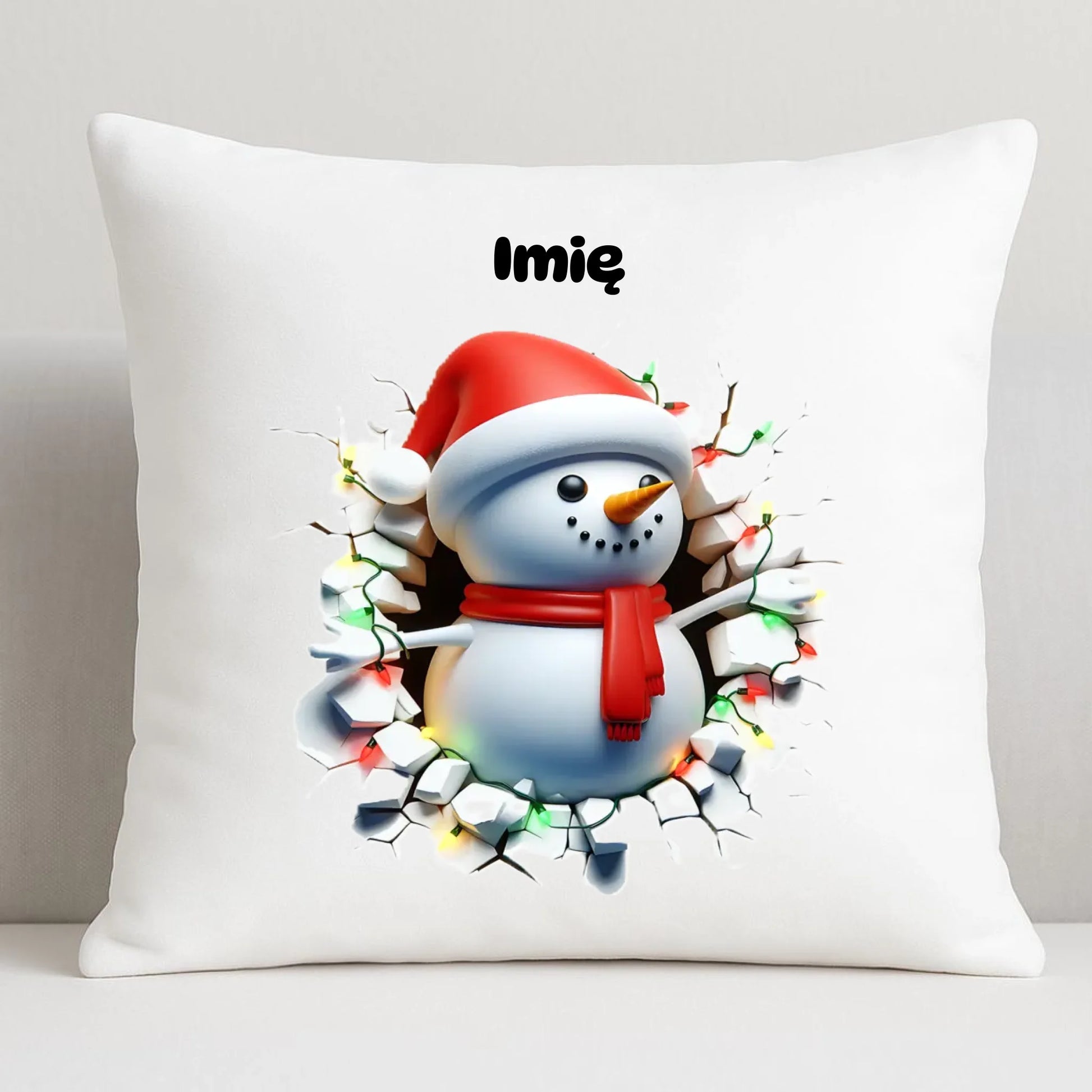 Bałwanek 3D | Personalizowana poduszka świąteczna BN82 - StoryCups.pl