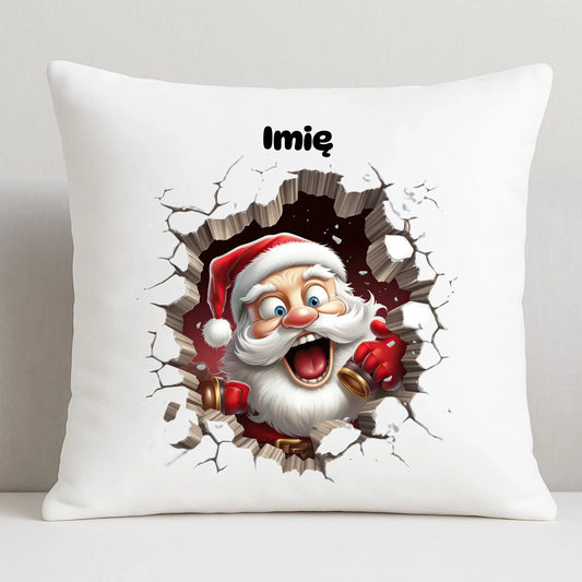 Mikołajek 3D | Personalizowana poduszka świąteczna BN85 - StoryCups.pl