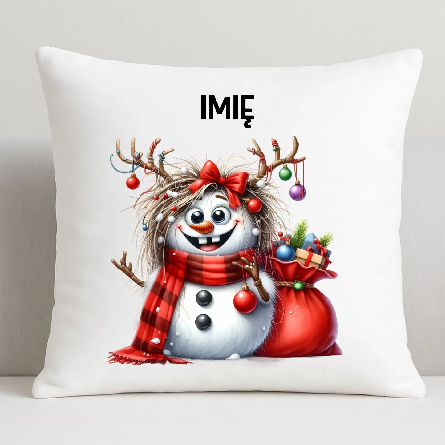 Bałwanek | Personalizowana poduszka świąteczna BN70 - StoryCups.pl