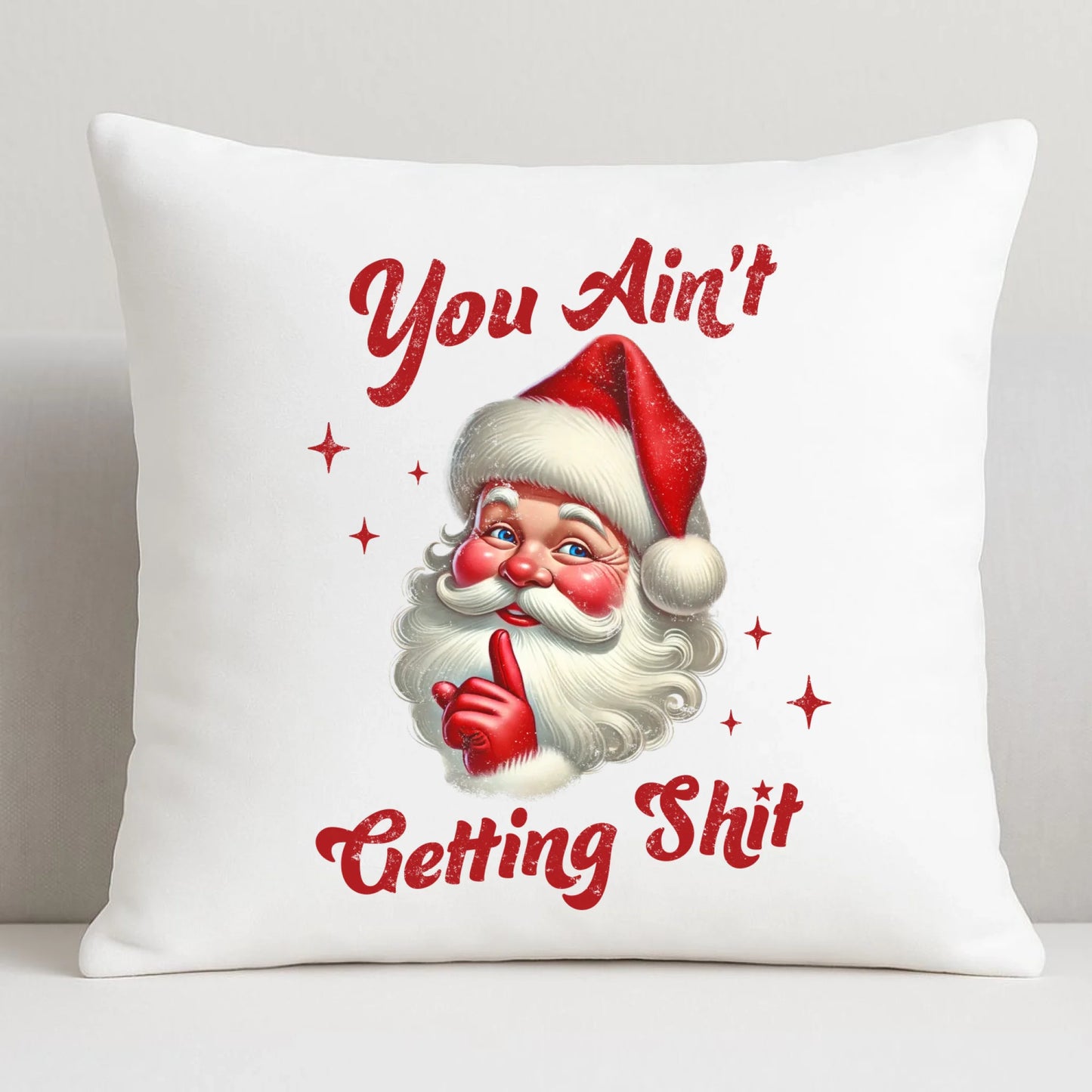 Nie dostaniesz nic | Świąteczna poduszka z Mikołajem BN66 - StoryCups.pl