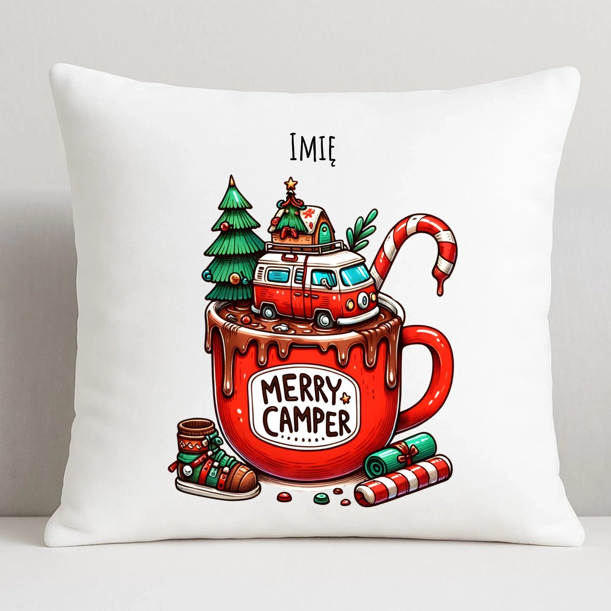Merry Camper | Personalizowana poduszka świąteczna BN43 - StoryCups.pl
