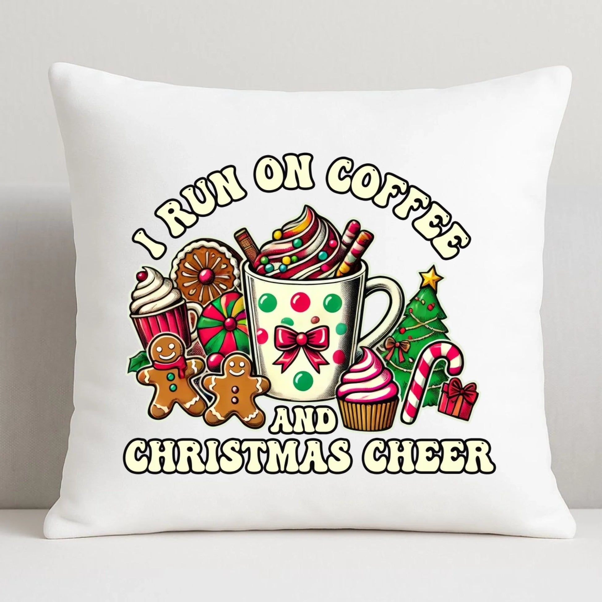 I run on coffee | Świąteczna poduszka BN47 - StoryCups.pl