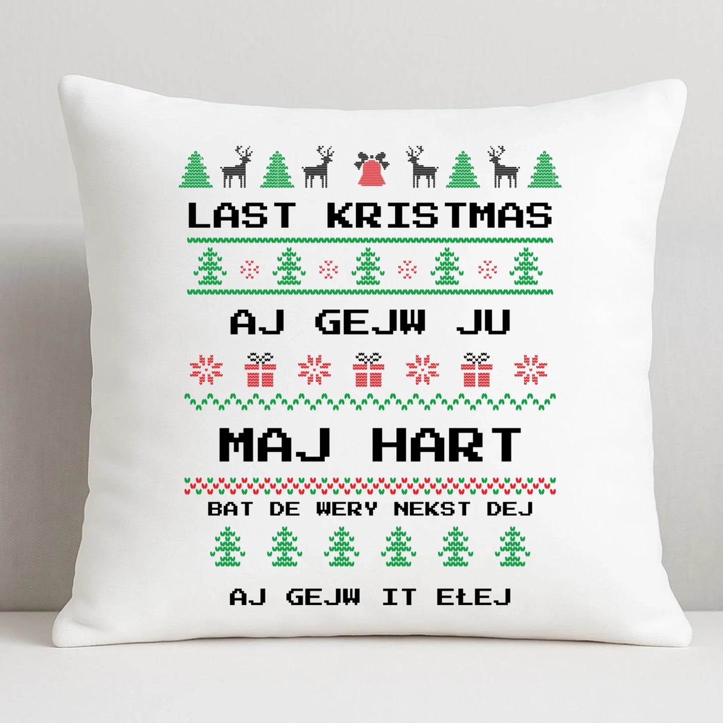 Last kristmas aj gejw ju maj hart | Świąteczna poduszka BN13 - StoryCups.pl