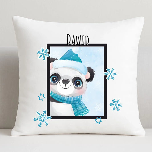 Zimowy Miś | Świąteczna poduszka z imieniem BN16