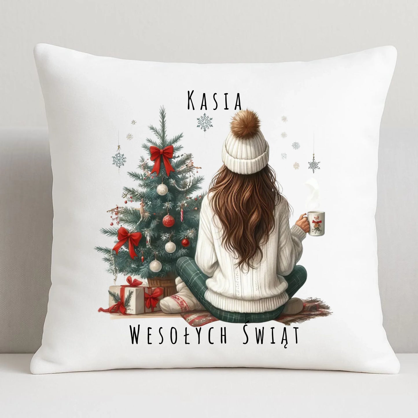 Love Winter | Świąteczna poduszka z imieniem dla dziewczyny BN15 - StoryCups.pl